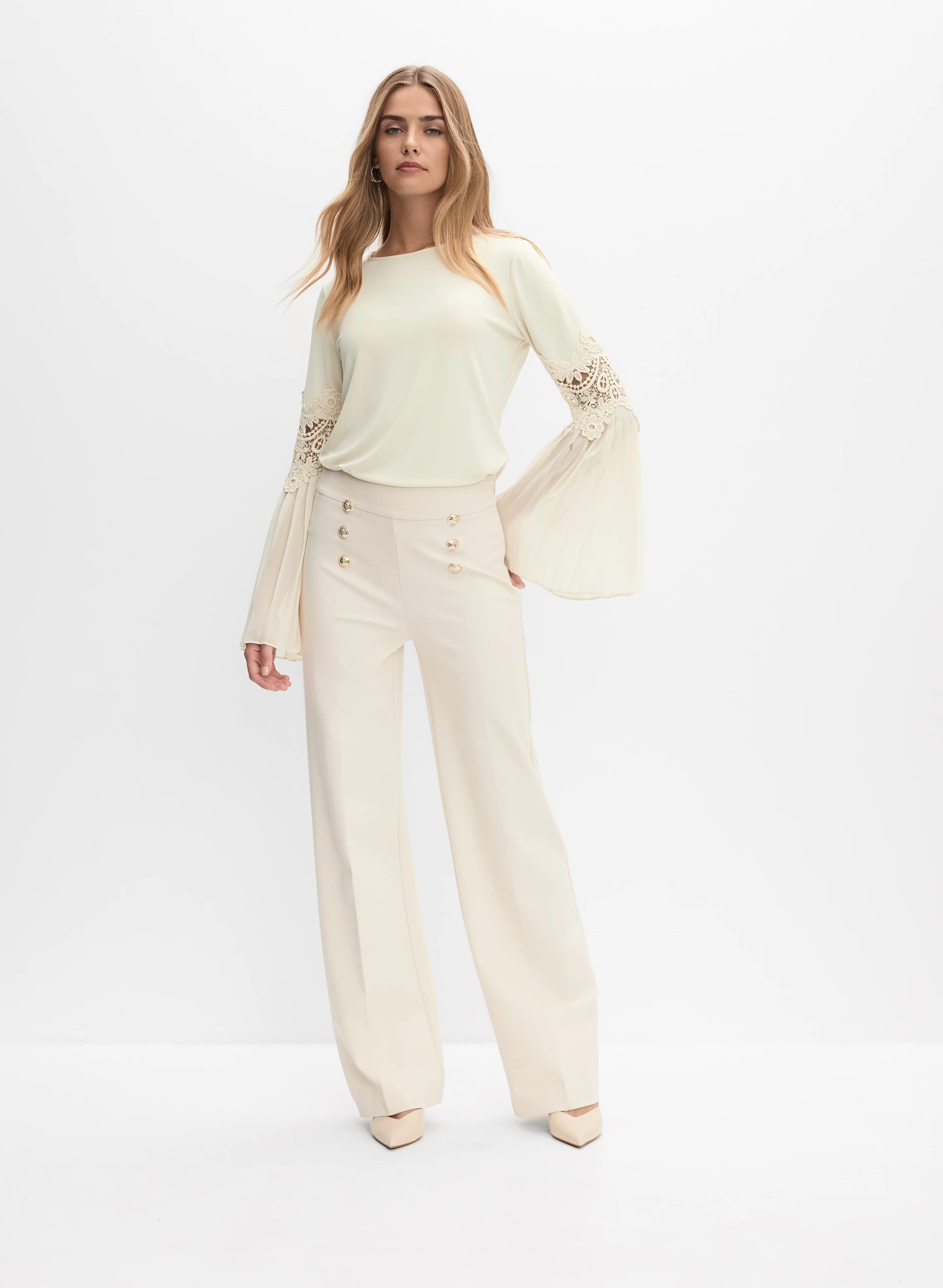 Lace Insert Bell Sleeve Top - Image 3