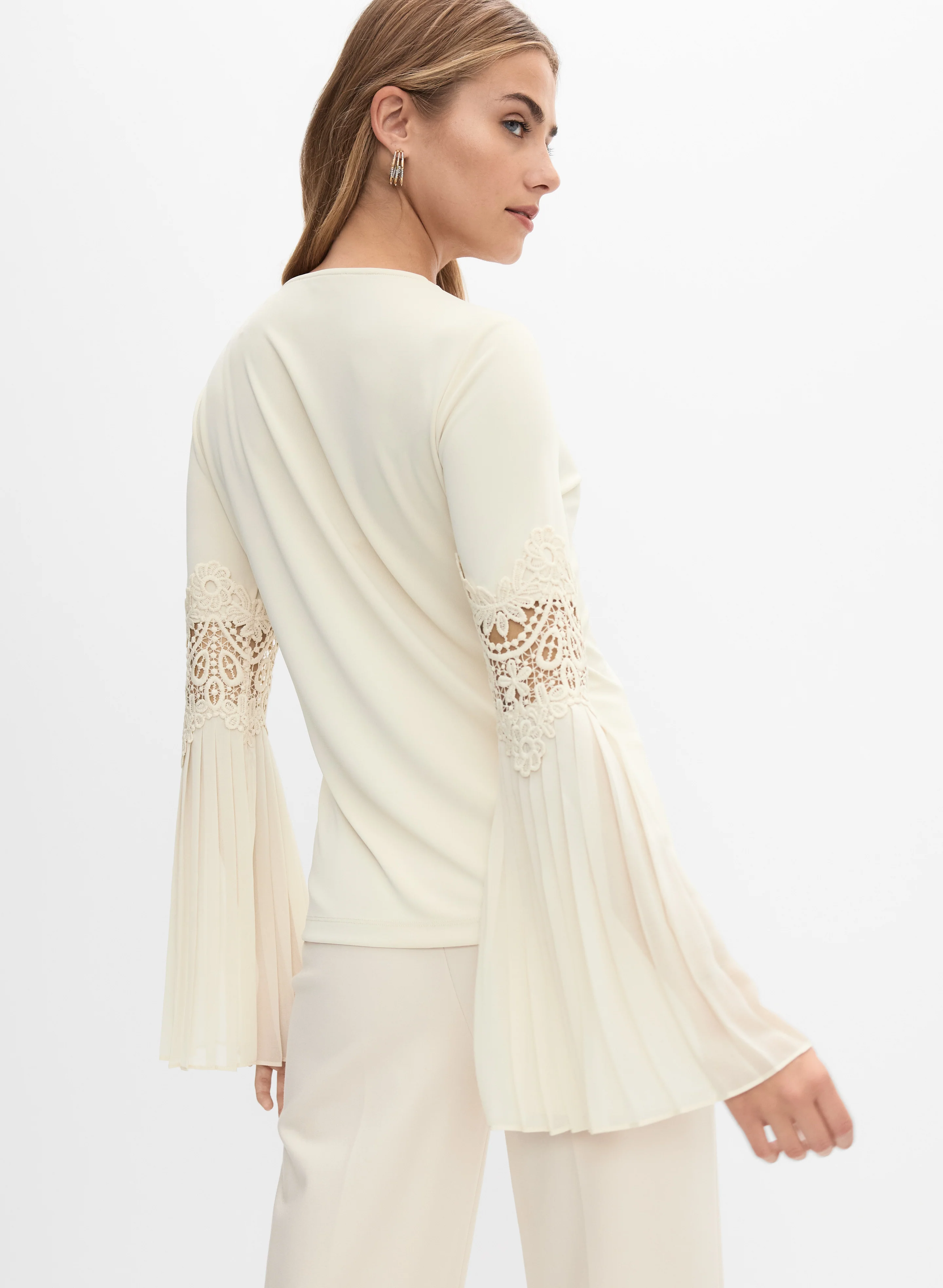 Lace Insert Bell Sleeve Top - Image 4