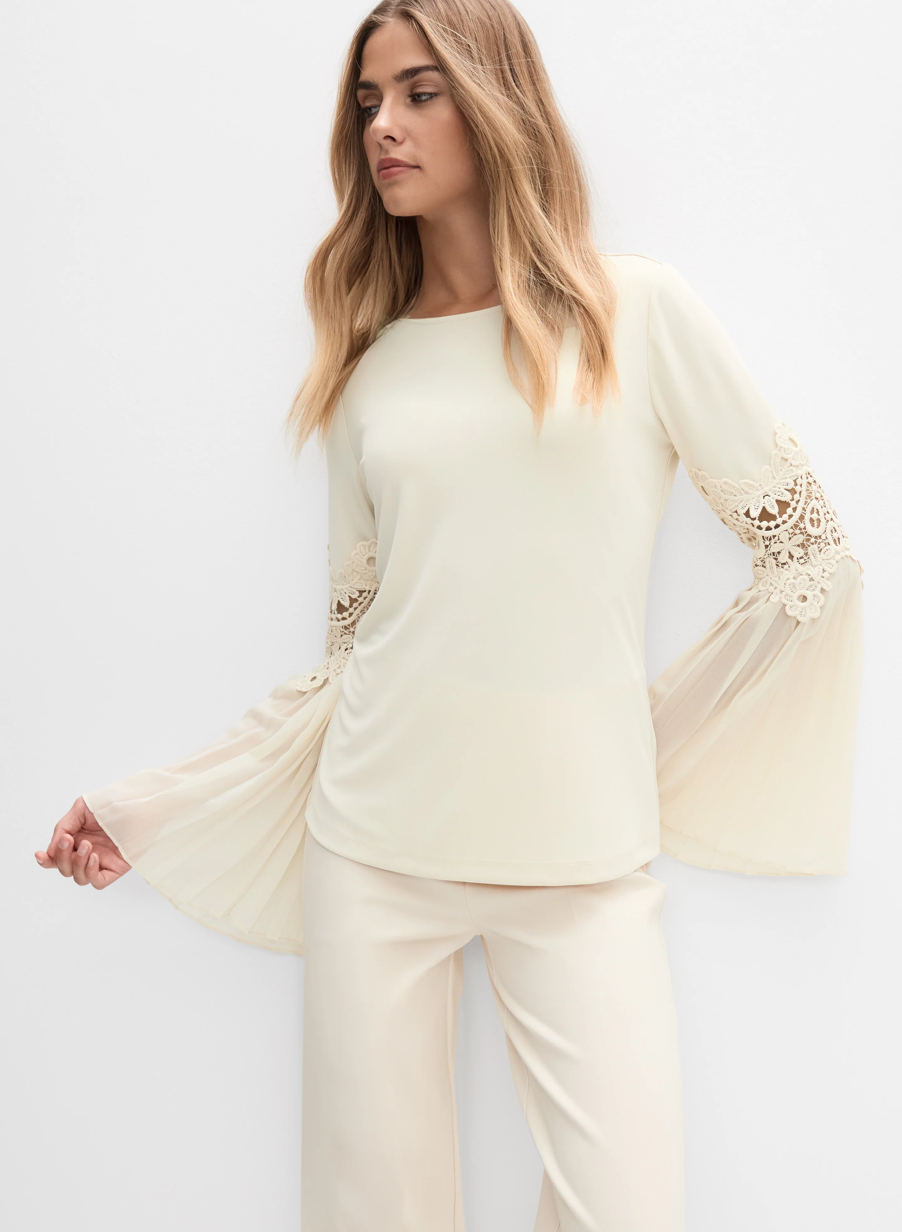 Lace Insert Bell Sleeve Top - Image 5