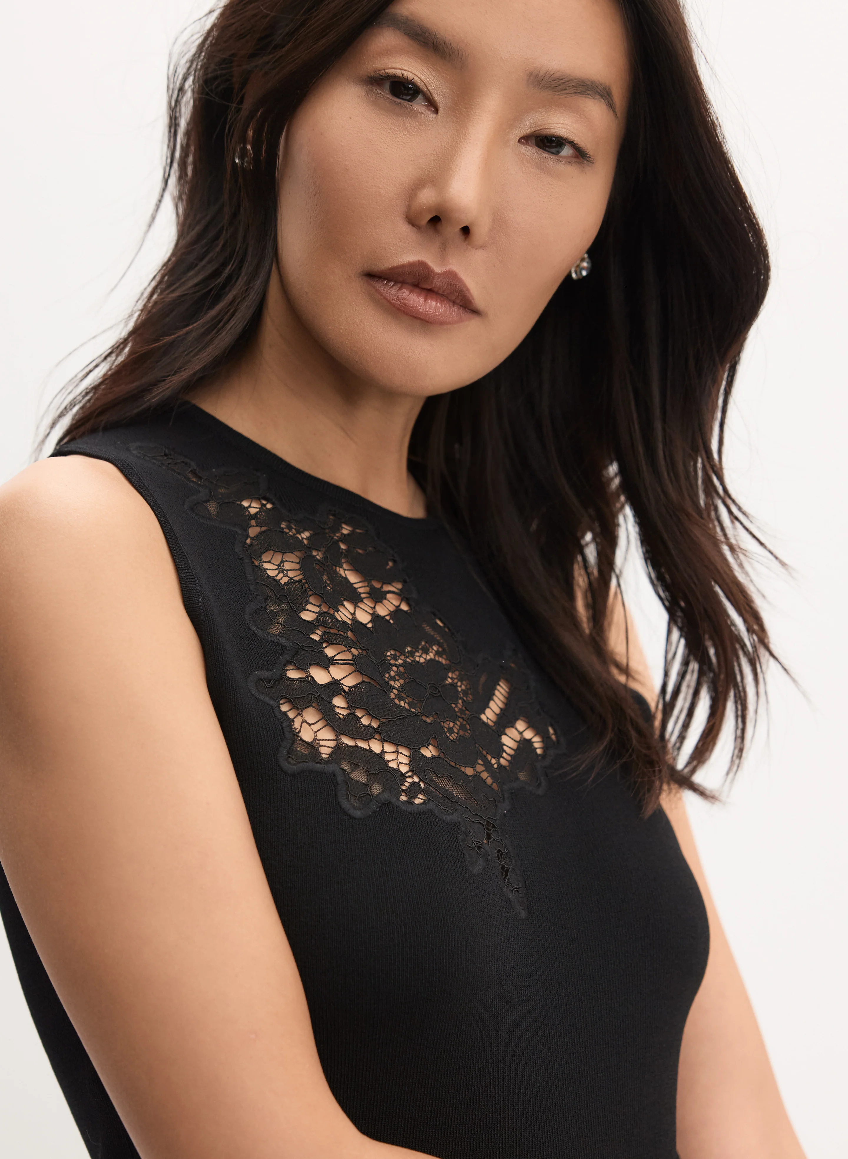 Lace Insert Knit Tank Top - Image 2