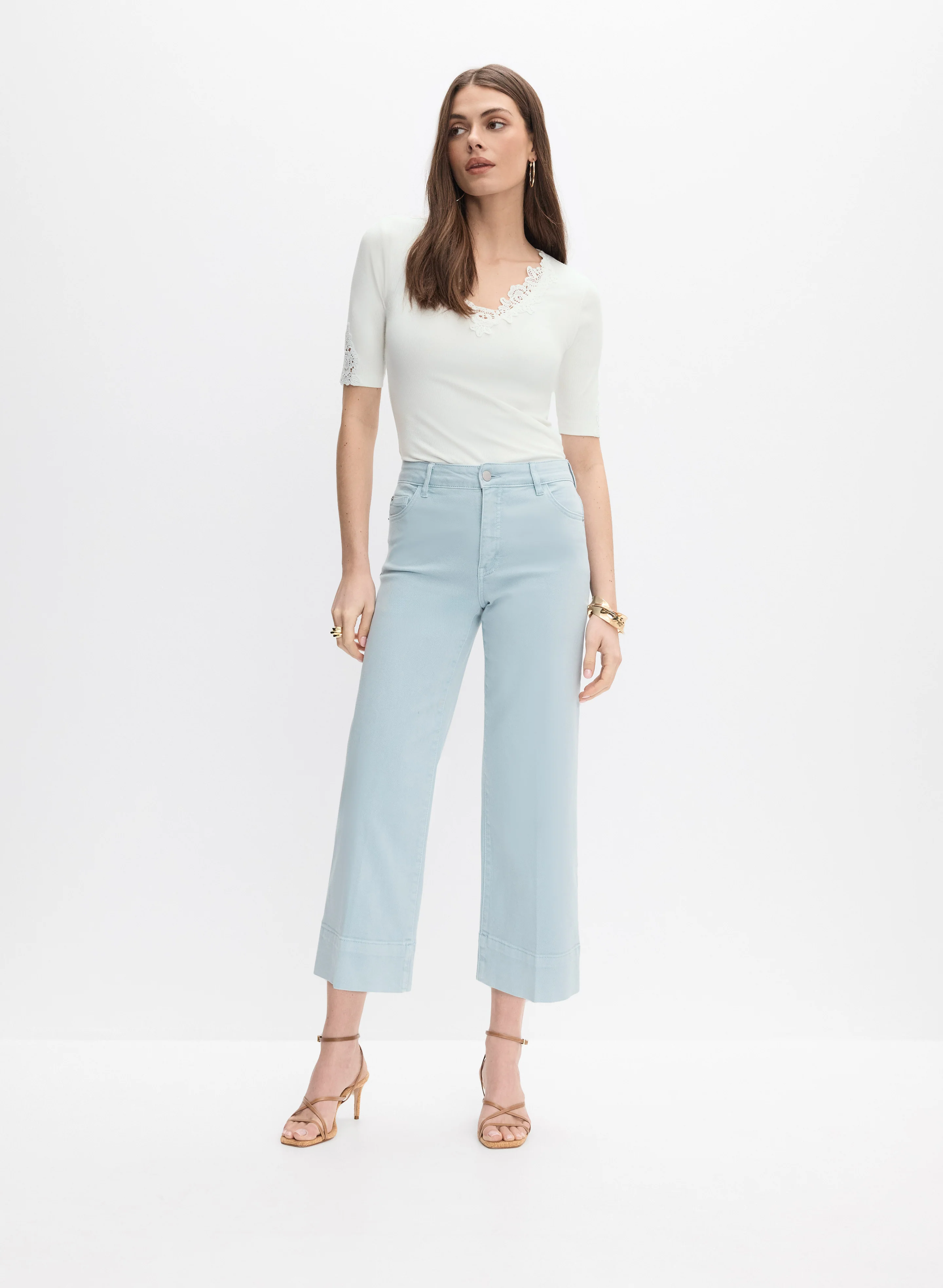 Lace Trim Ribbed Knit Top - Image 3