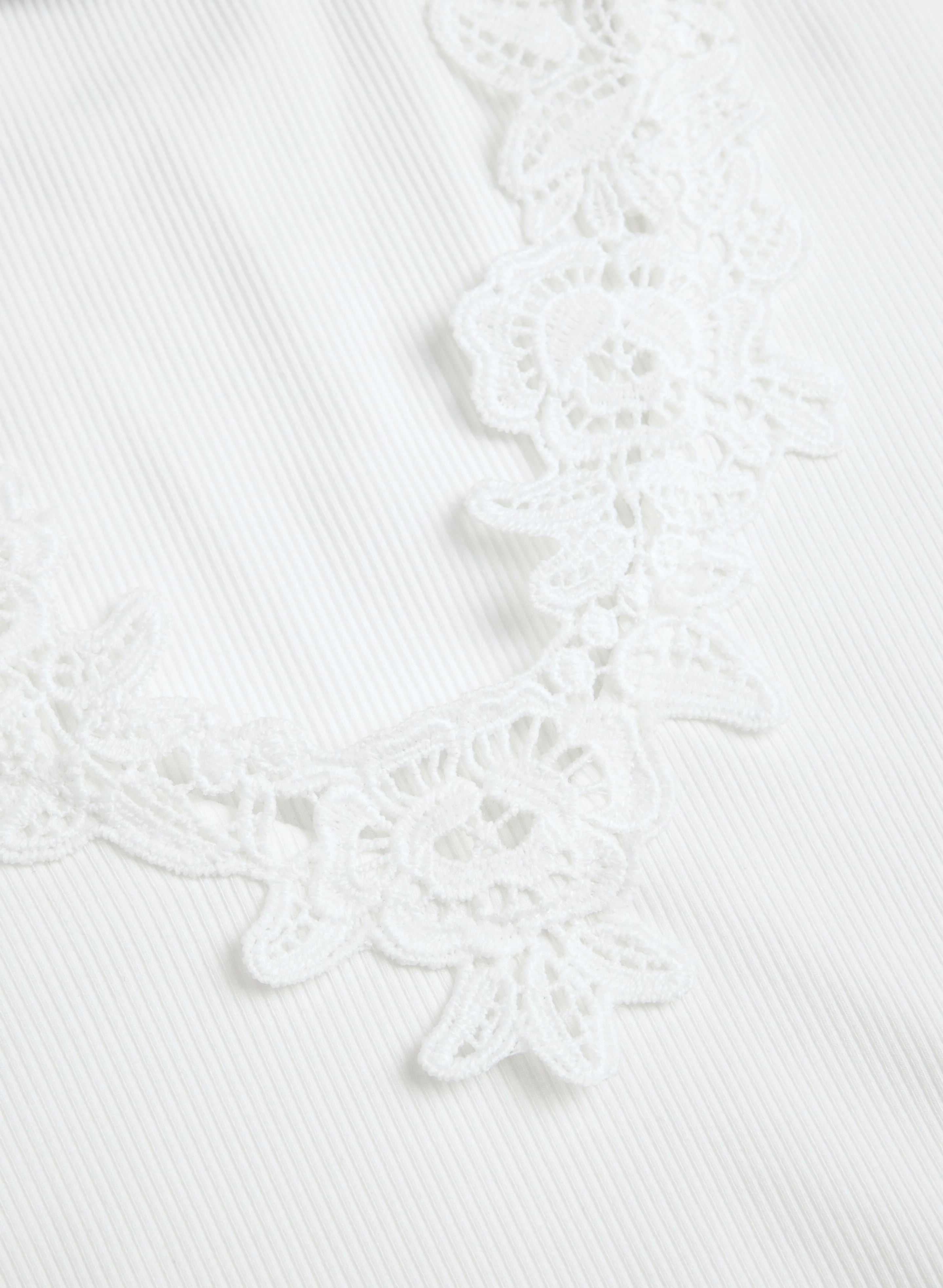 Lace Trim Ribbed Knit Top - Image 7
