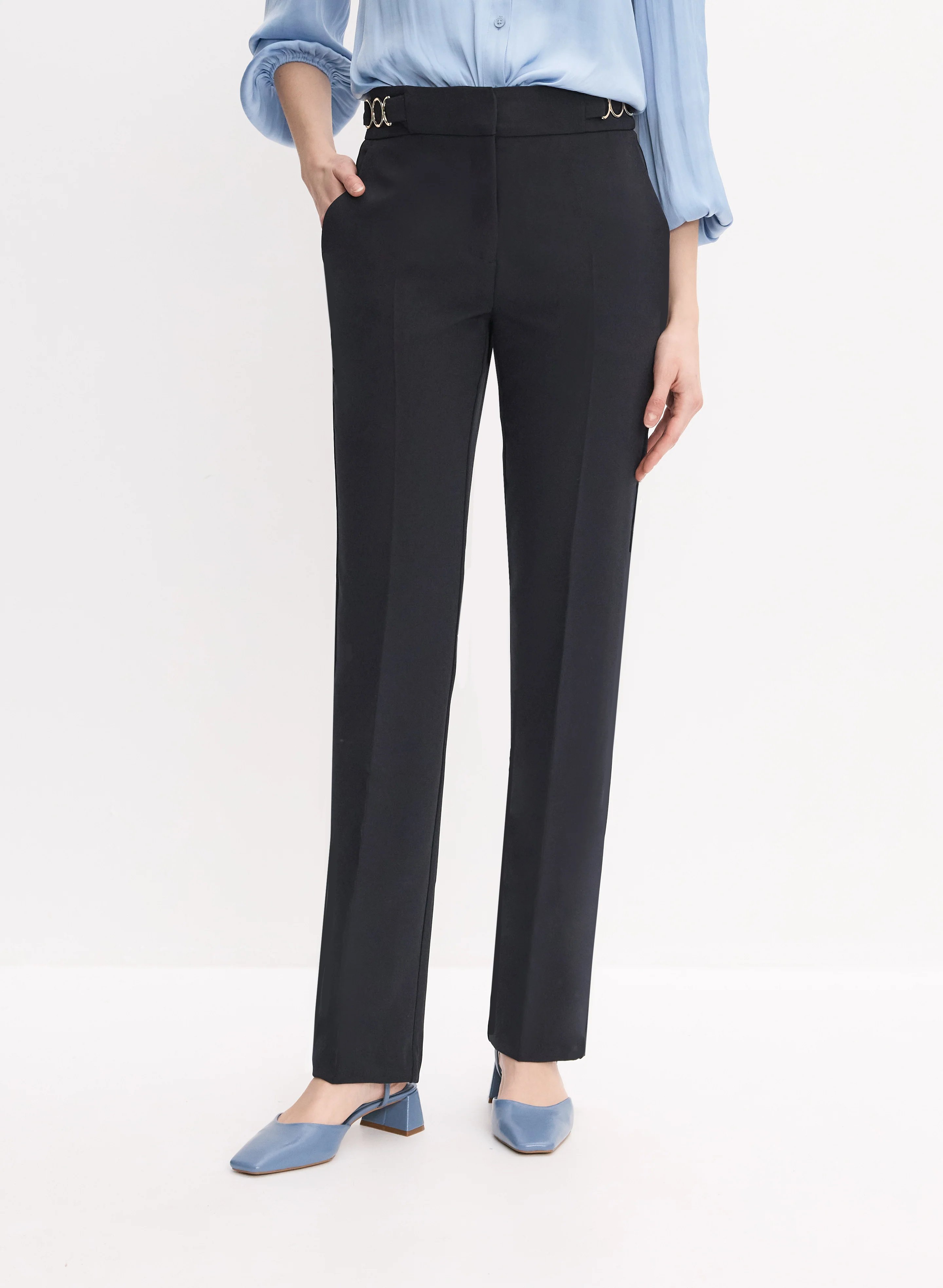 Lauren Ring Insert Straight-Leg Pants