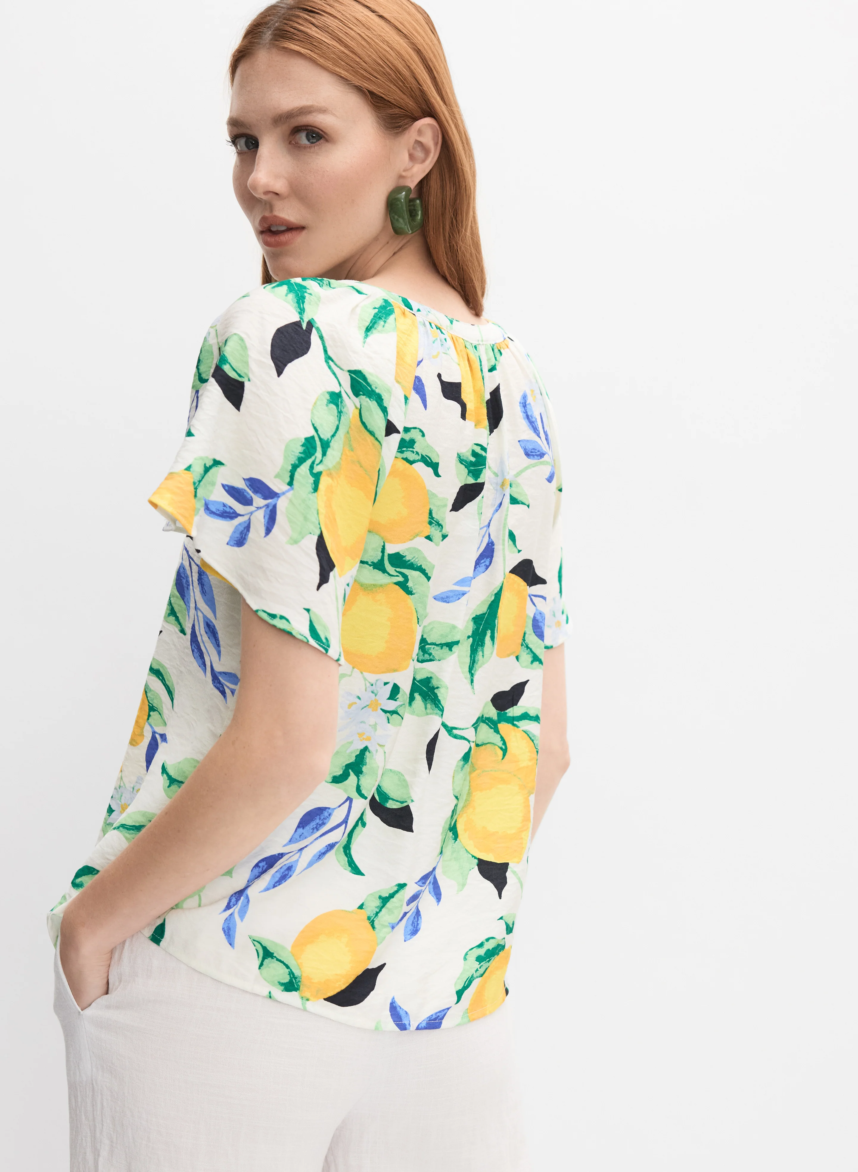 Lemon Flutter Sleeve Blouse - Image 5