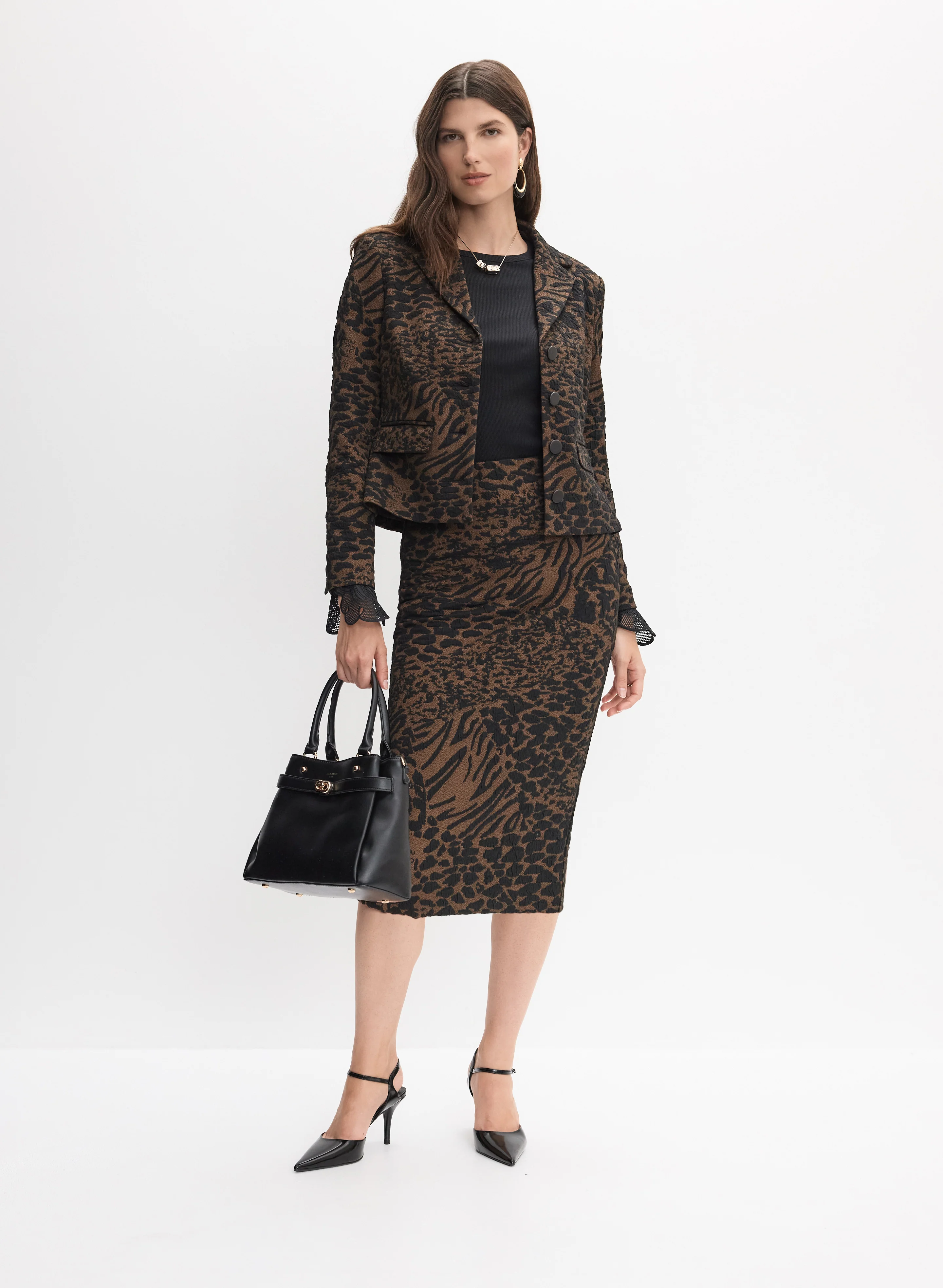 Leopard Jacquard Jacket & Skirt