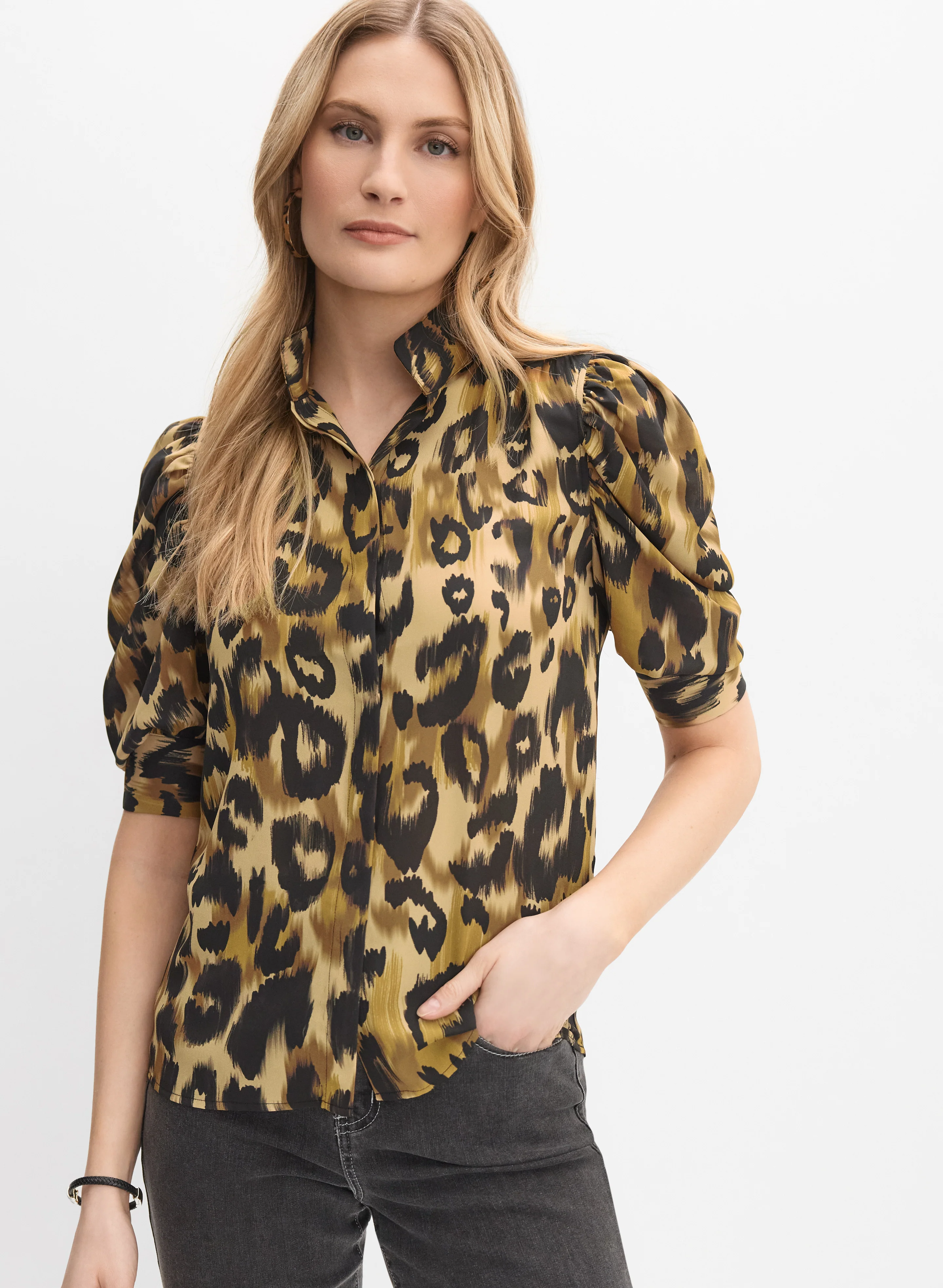Leopard Puff Sleeve Blouse - Image 4