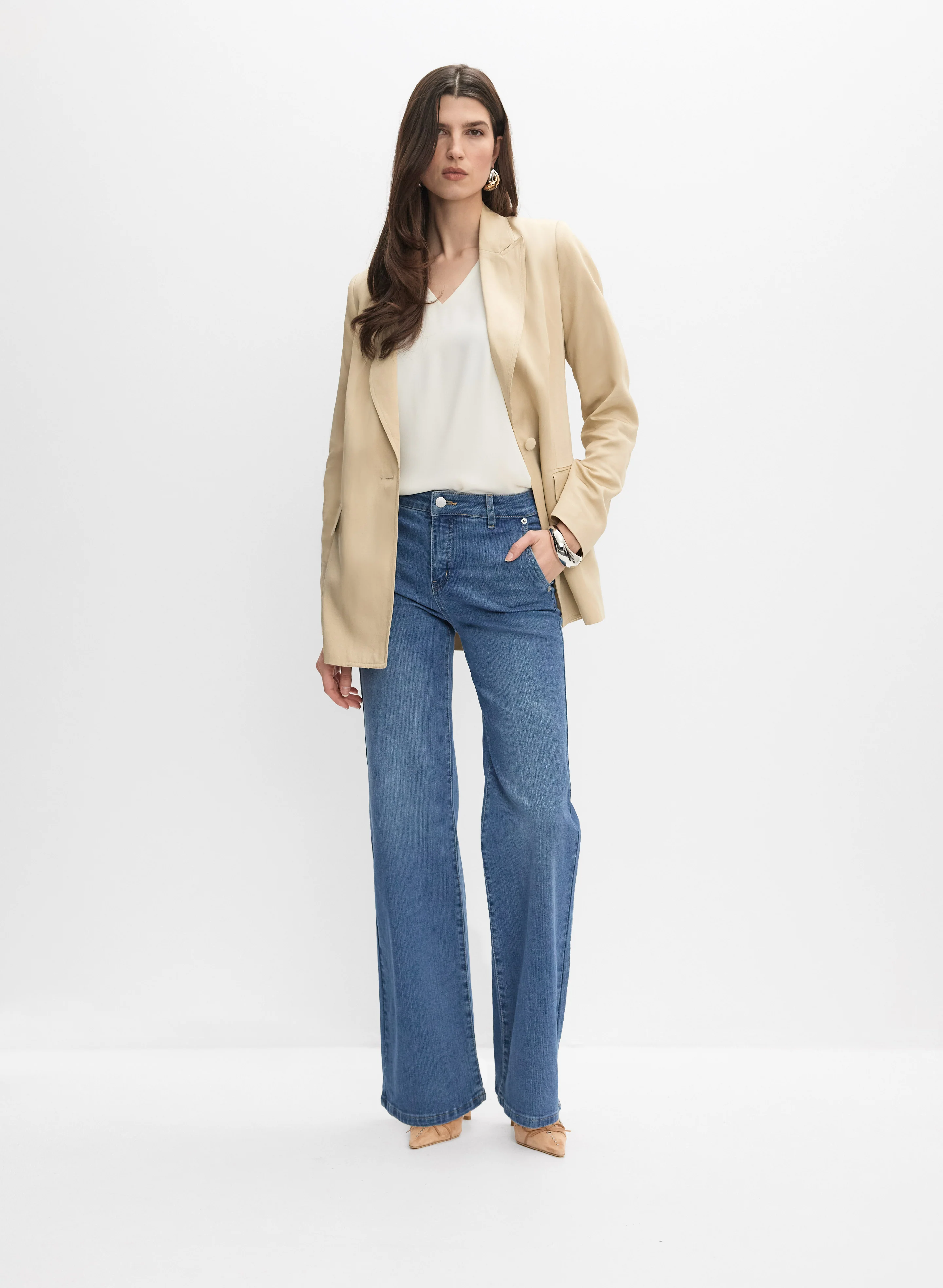 Linen-Blend Blazer & Pocket Trouser Jeans
