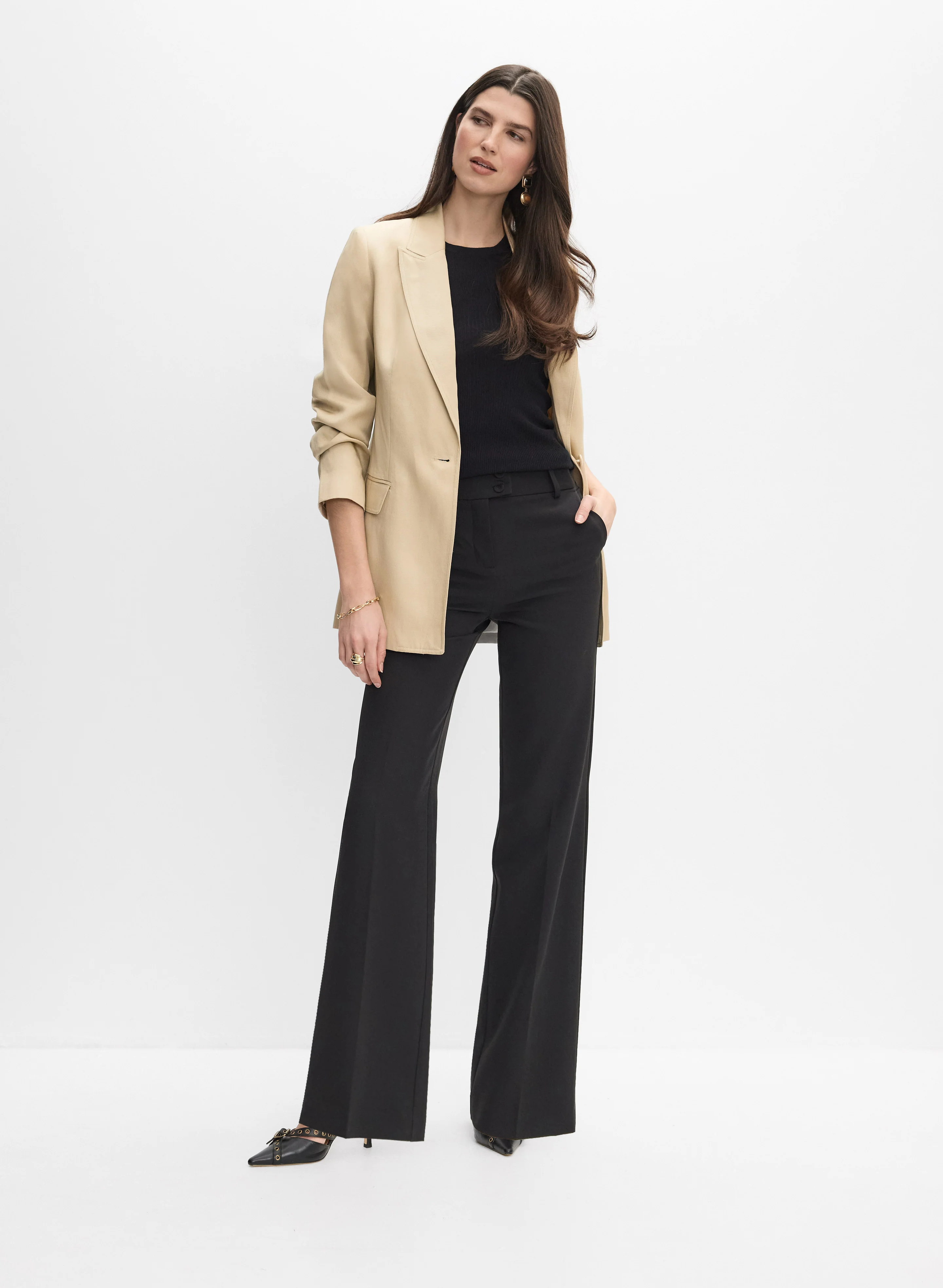 Linen-Blend Blazer & Soho Wide-Leg Pants