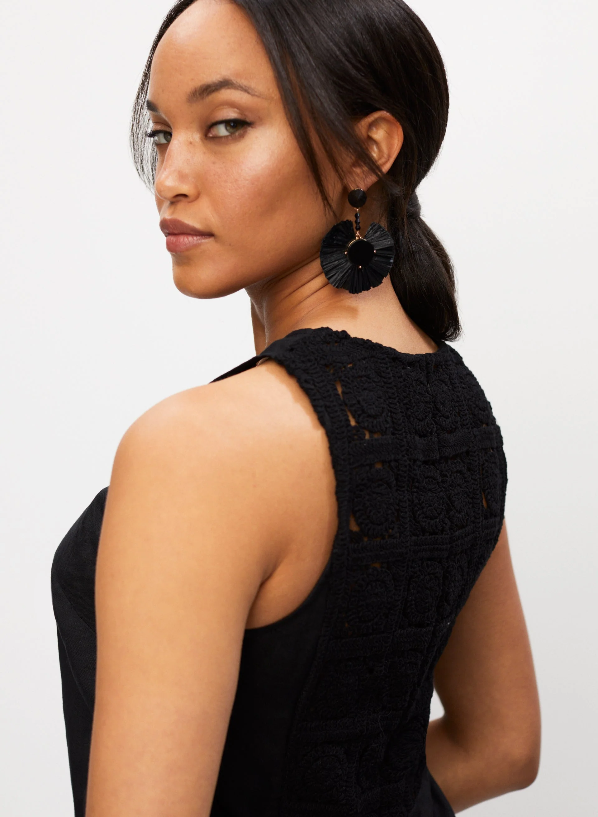 Linen-Blend Crochet Lace Dress - Image 3