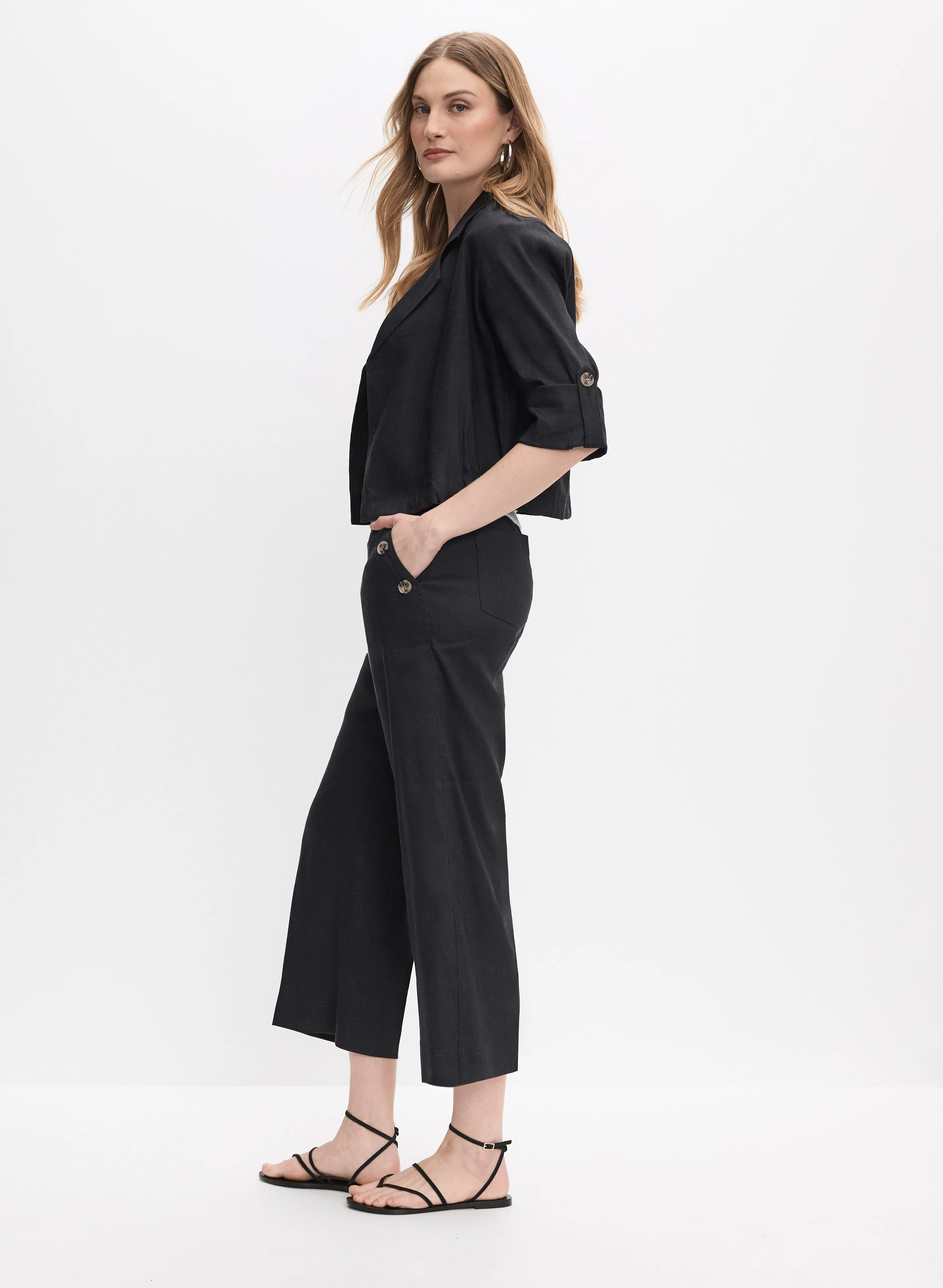 Linen-Blend Culotte Pants - Image 5