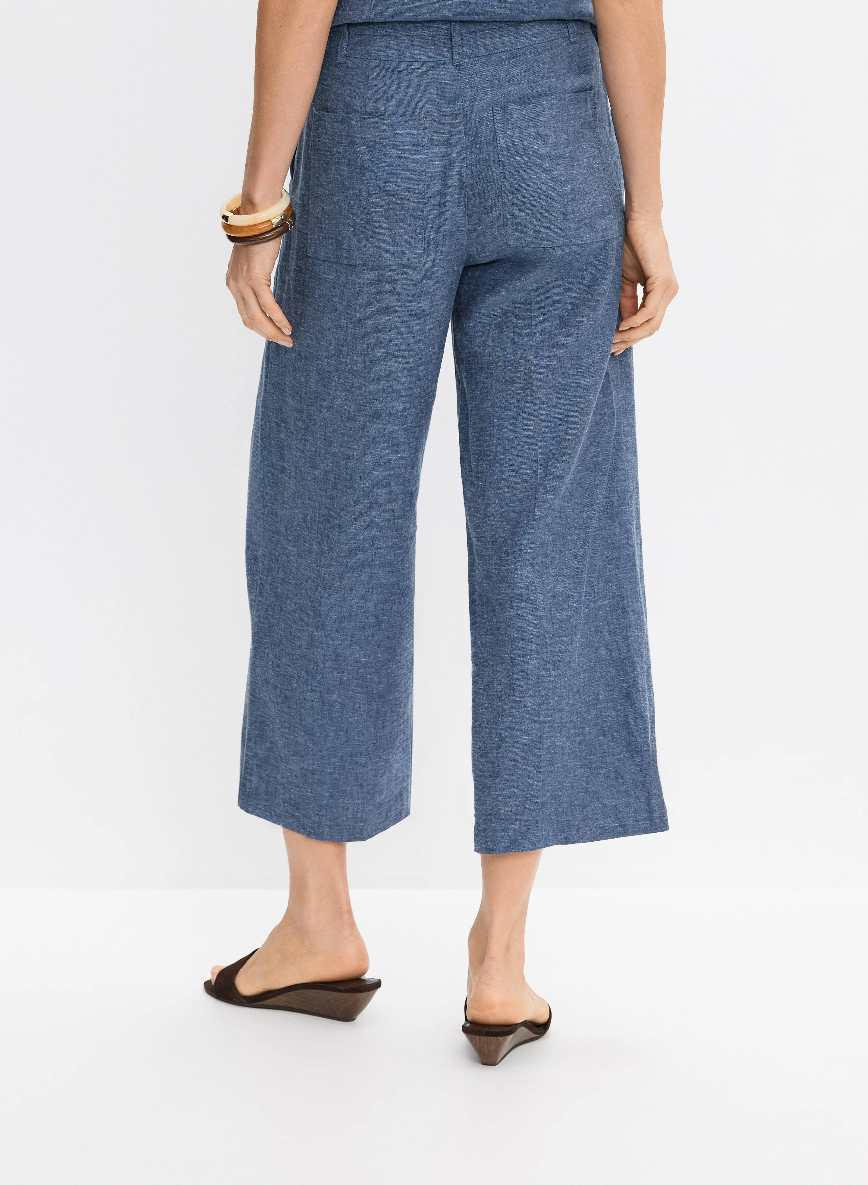 Linen-Blend Culotte Pants - Image 2