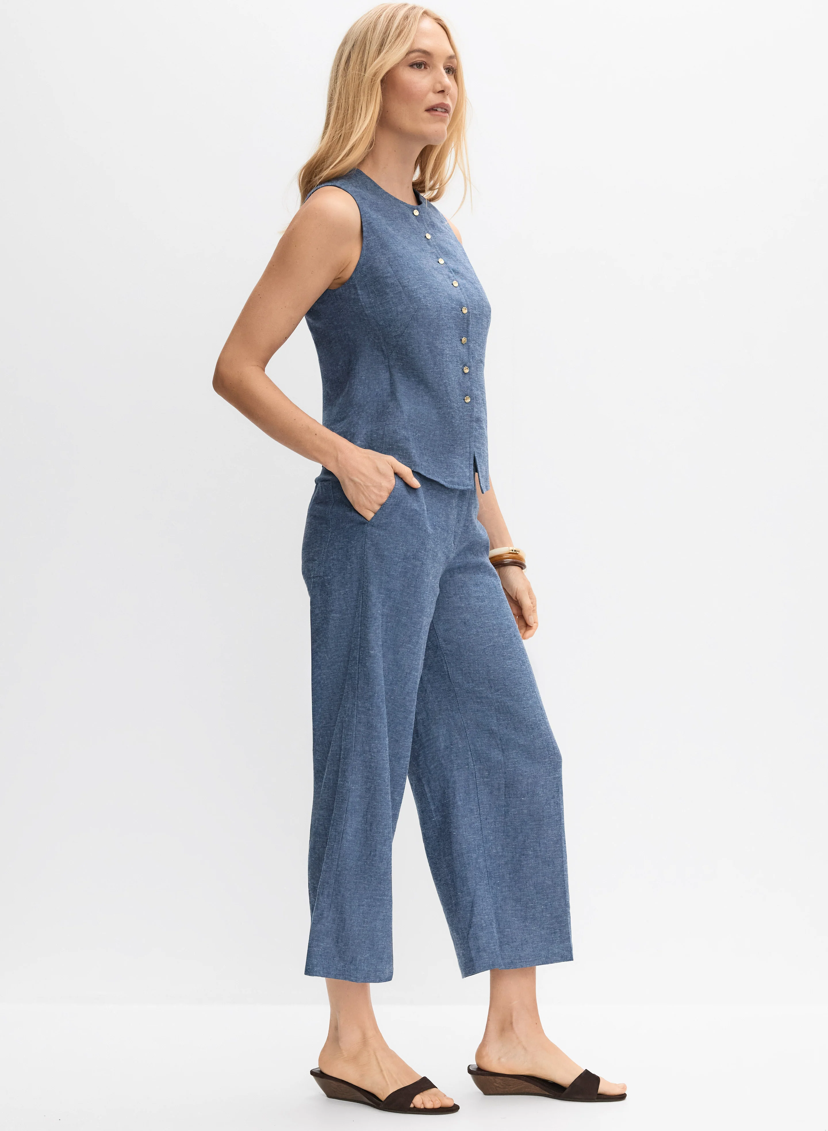 Linen-Blend Culotte Pants - Image 7