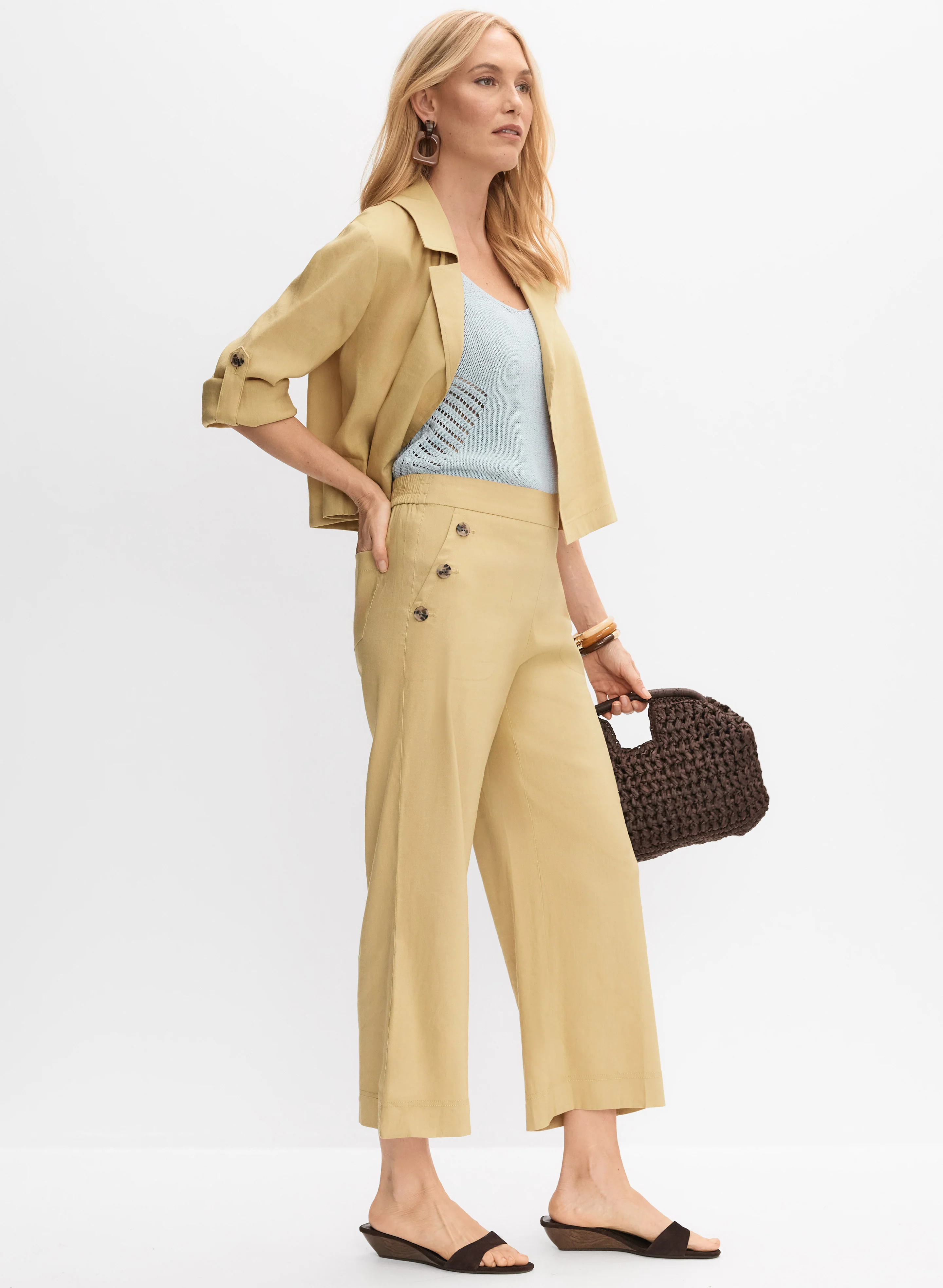Linen-Blend Culotte Pants - Image 5