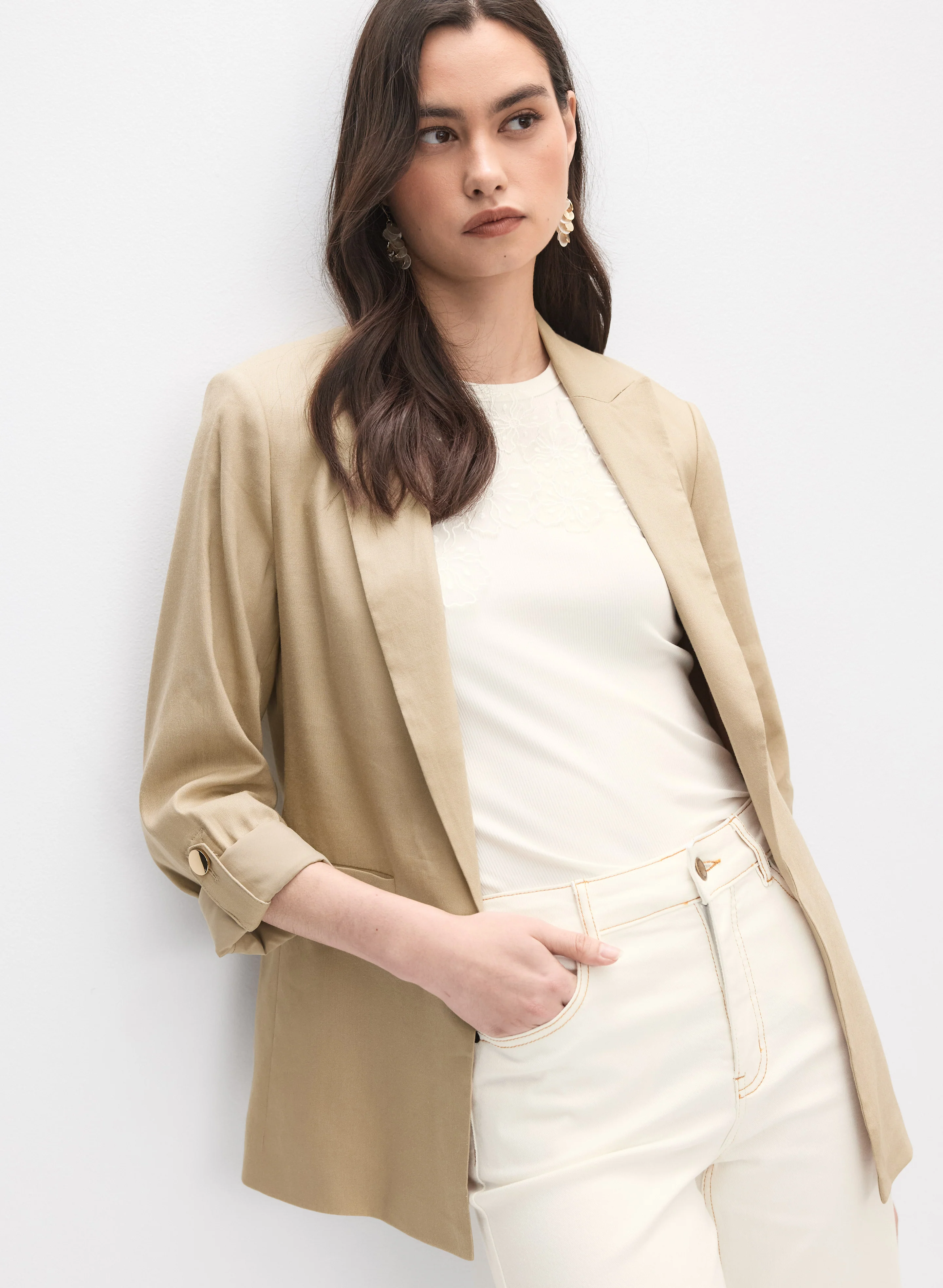 Linen-Blend Blazer