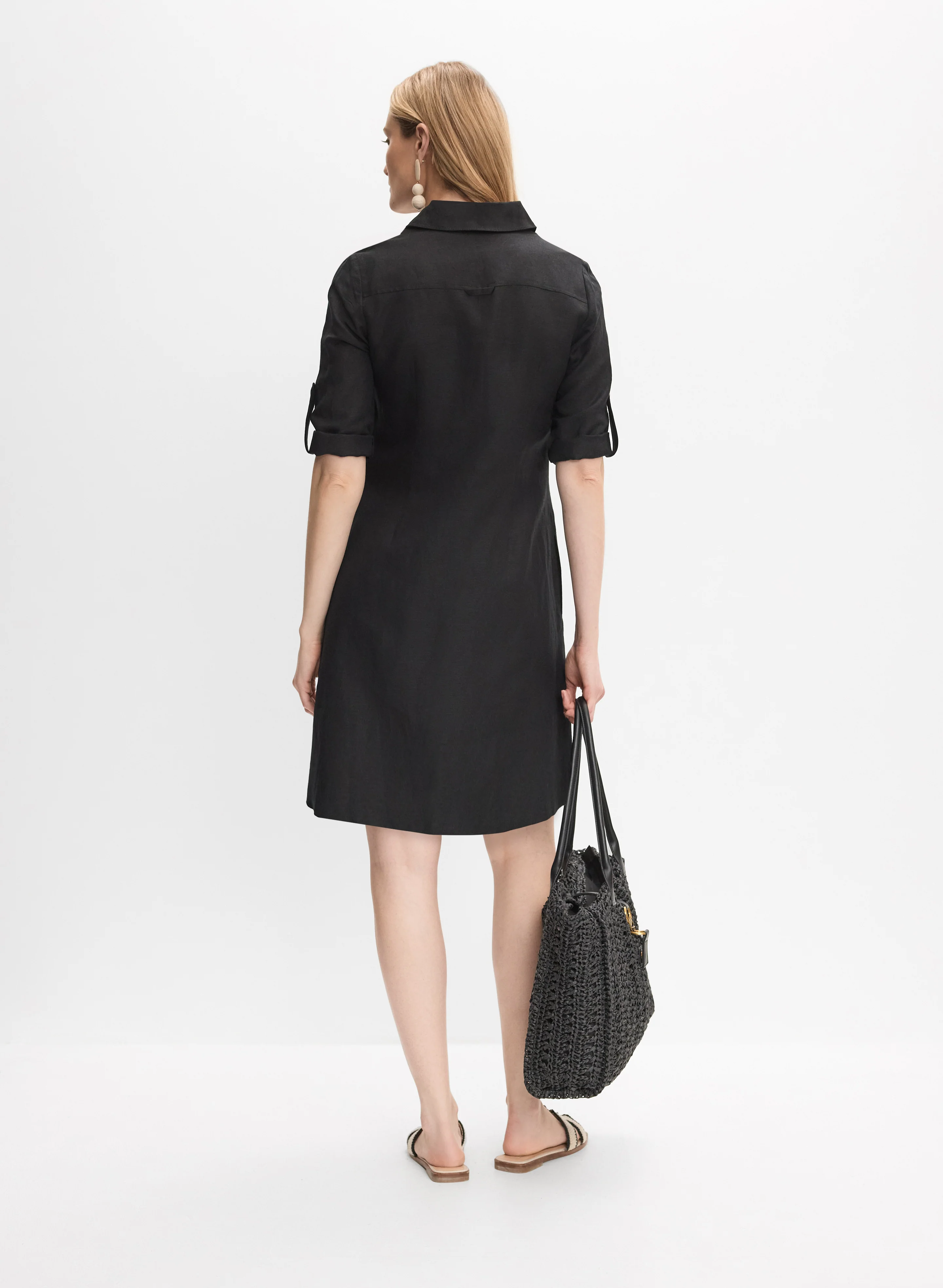 Linen-Blend Shirt Dress - Image 4