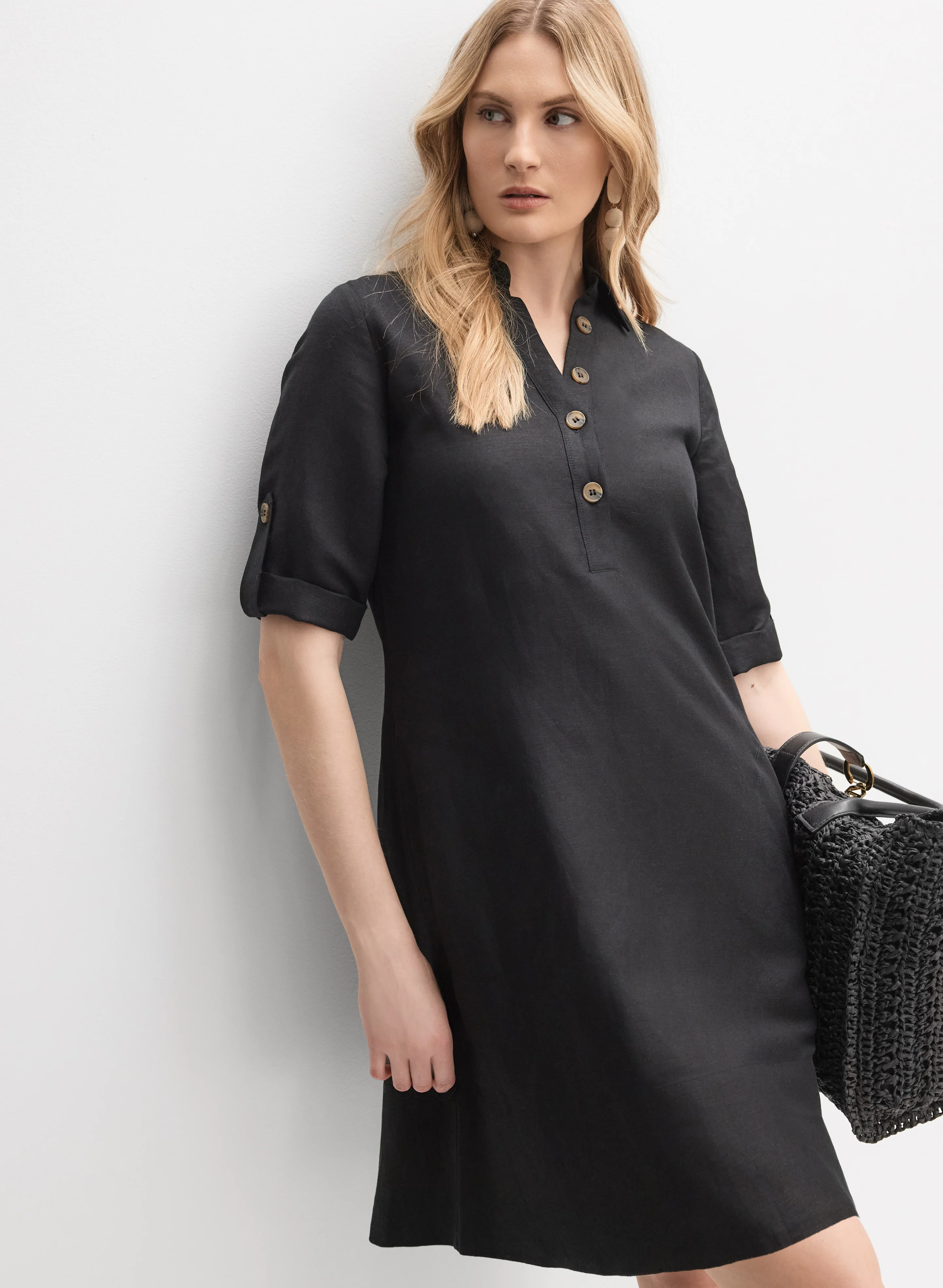 Linen-Blend Shirt Dress - Image 7