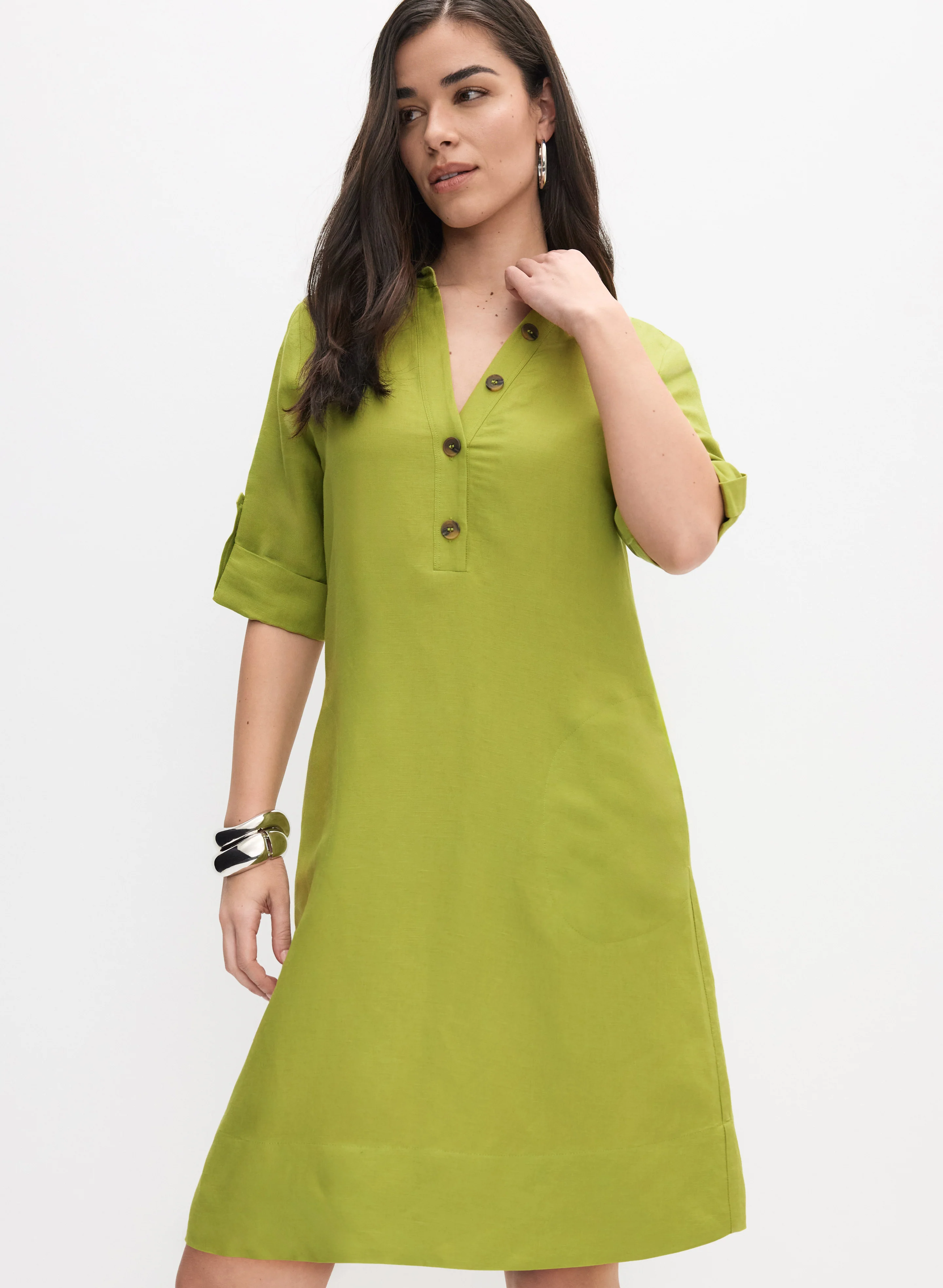 Linen-Blend Shirt Dress - Image 5