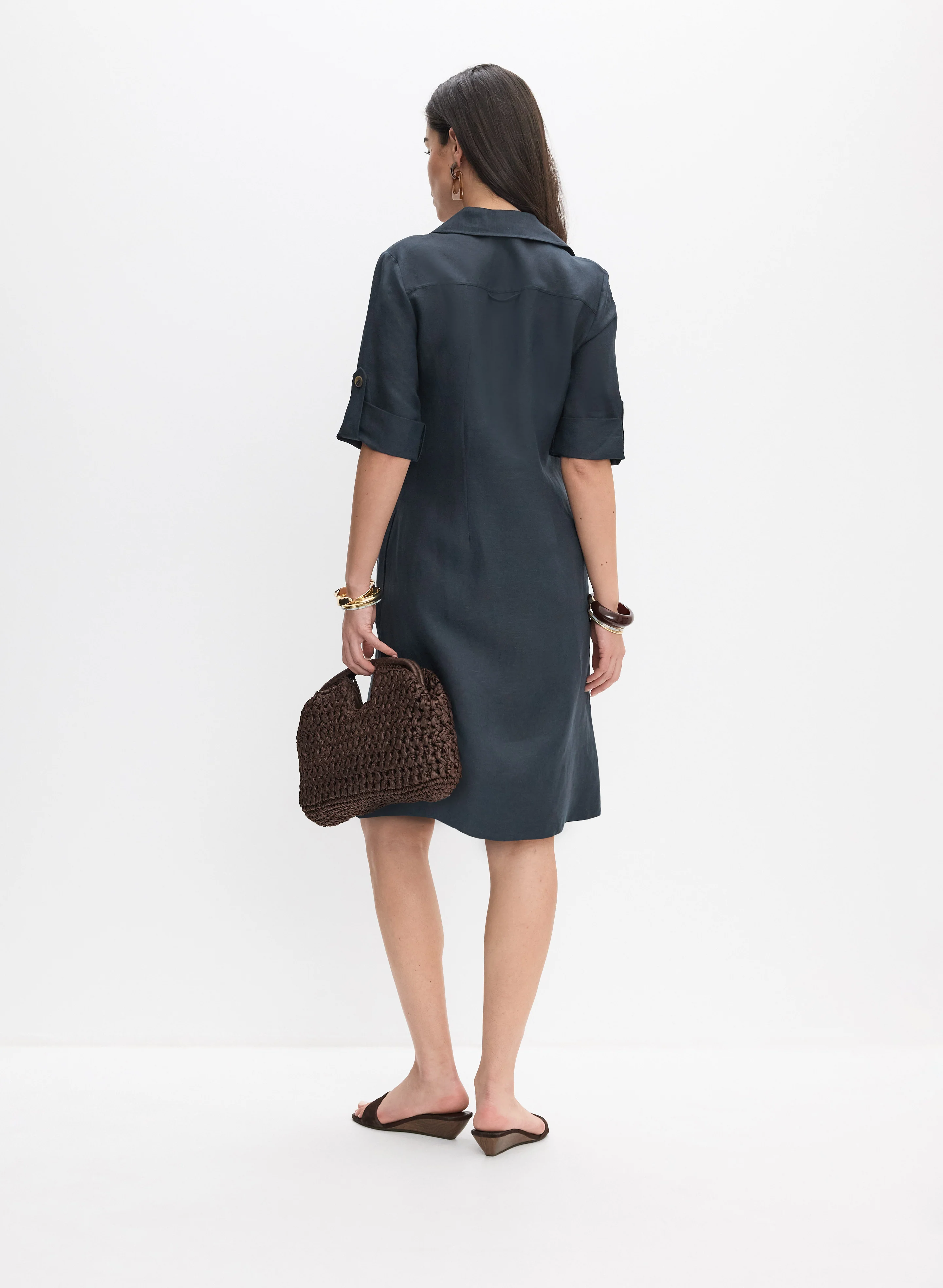 Linen-Blend Shirt Dress - Image 4