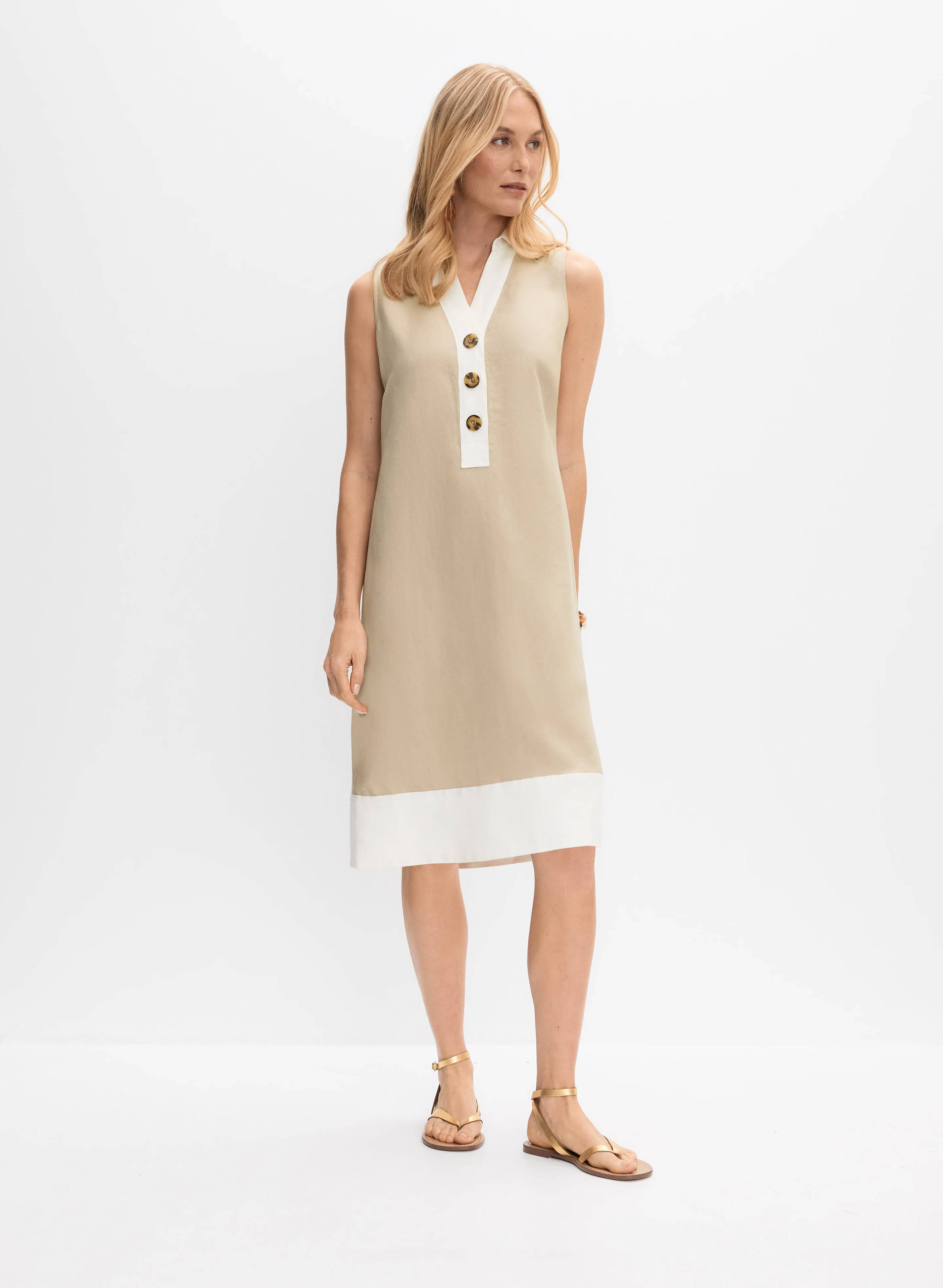 Linen-Blend Sleeveless Dress