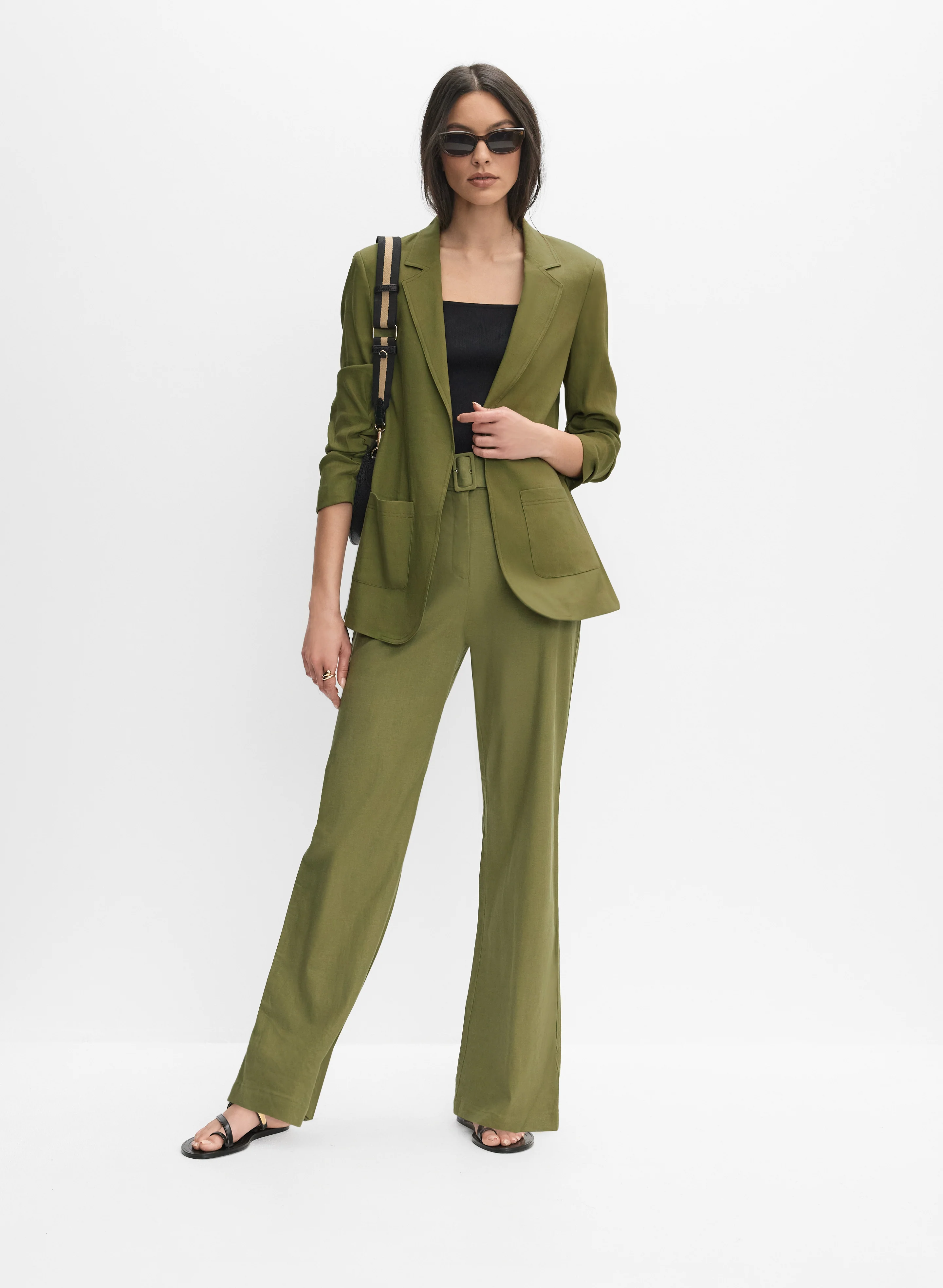 Stretch Linen Wide-Leg Pants - Image 7