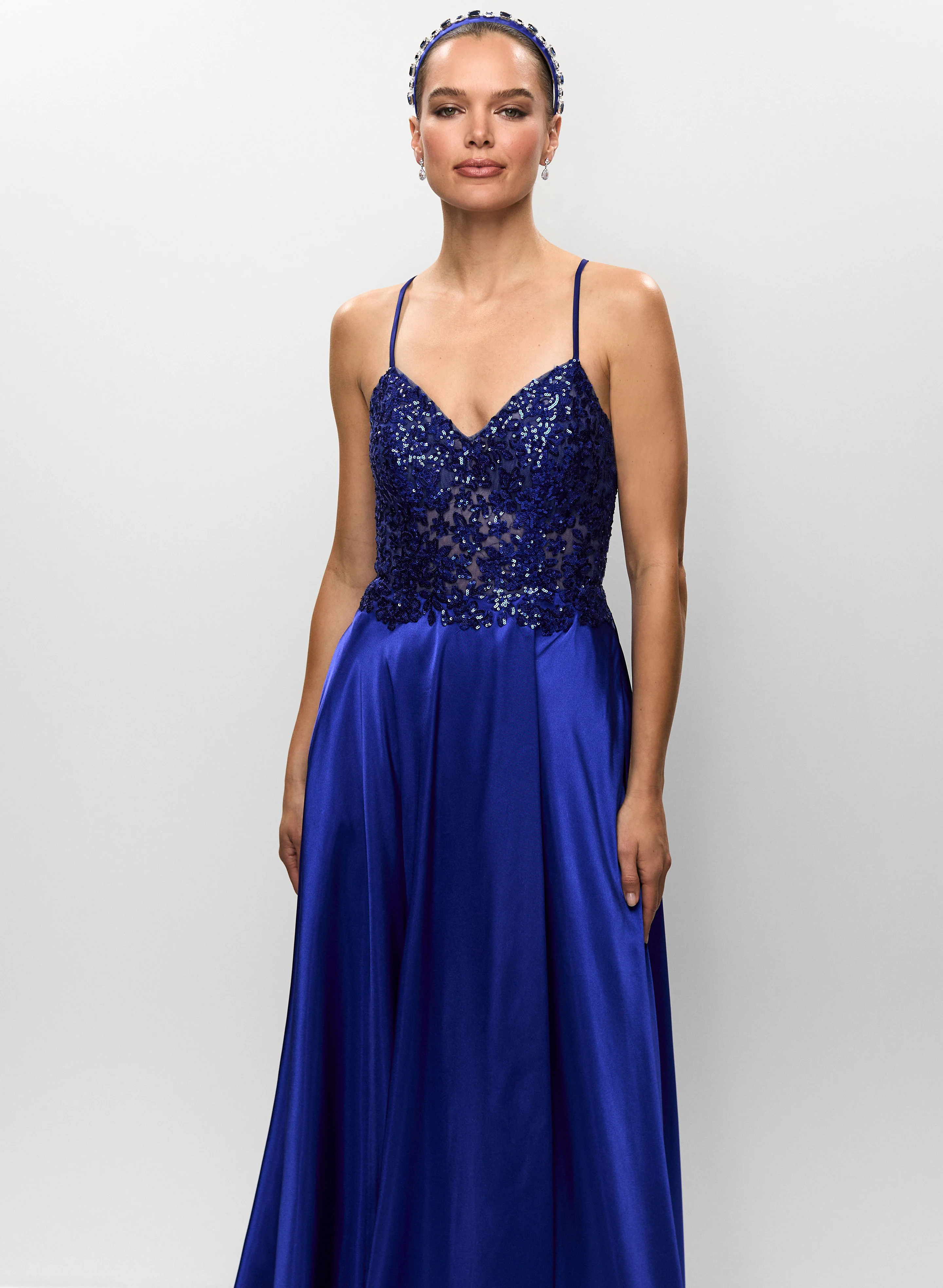 Corset-Style Satin Gown - Image 2