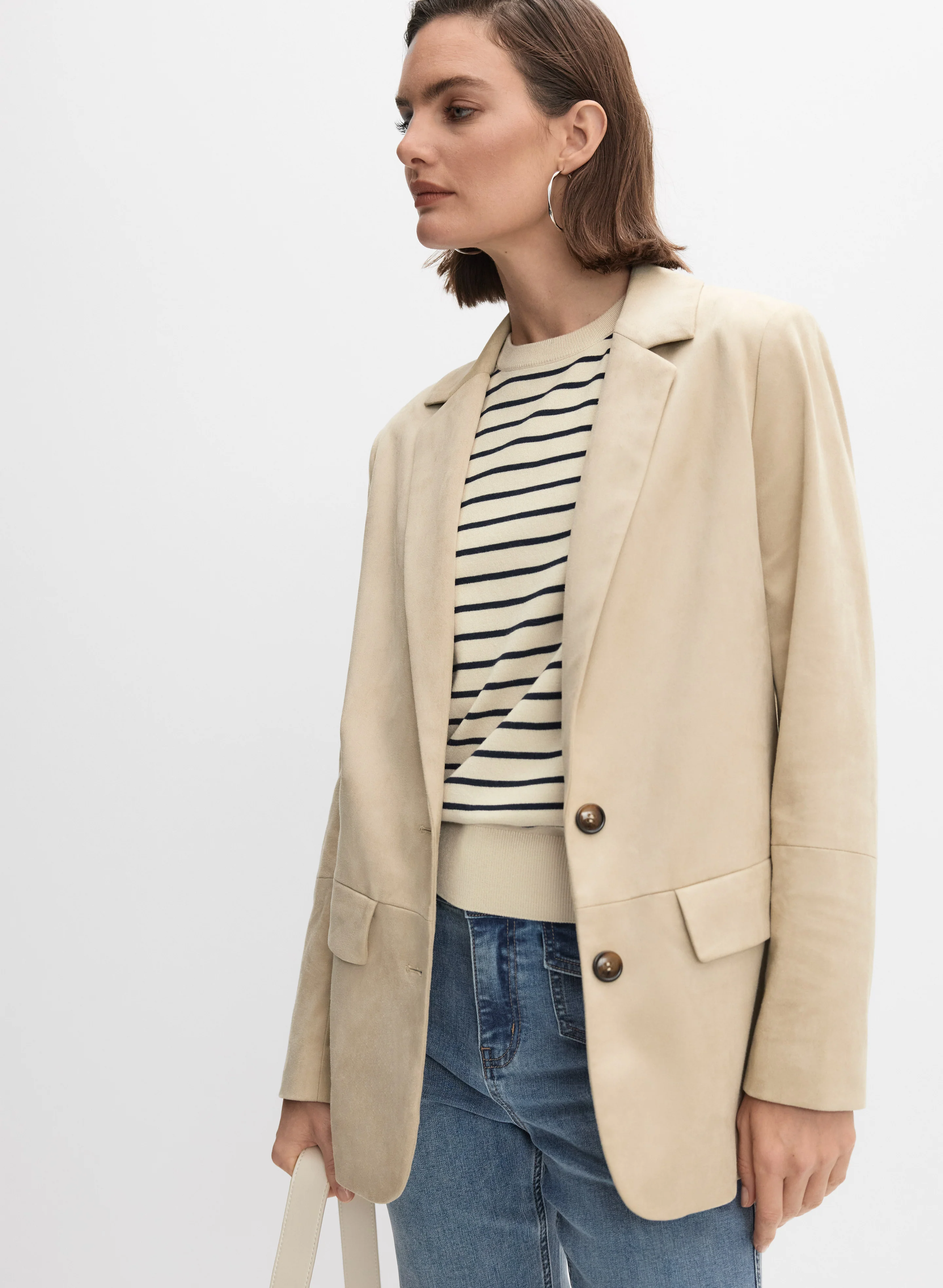 Long Faux-Suede Blazer