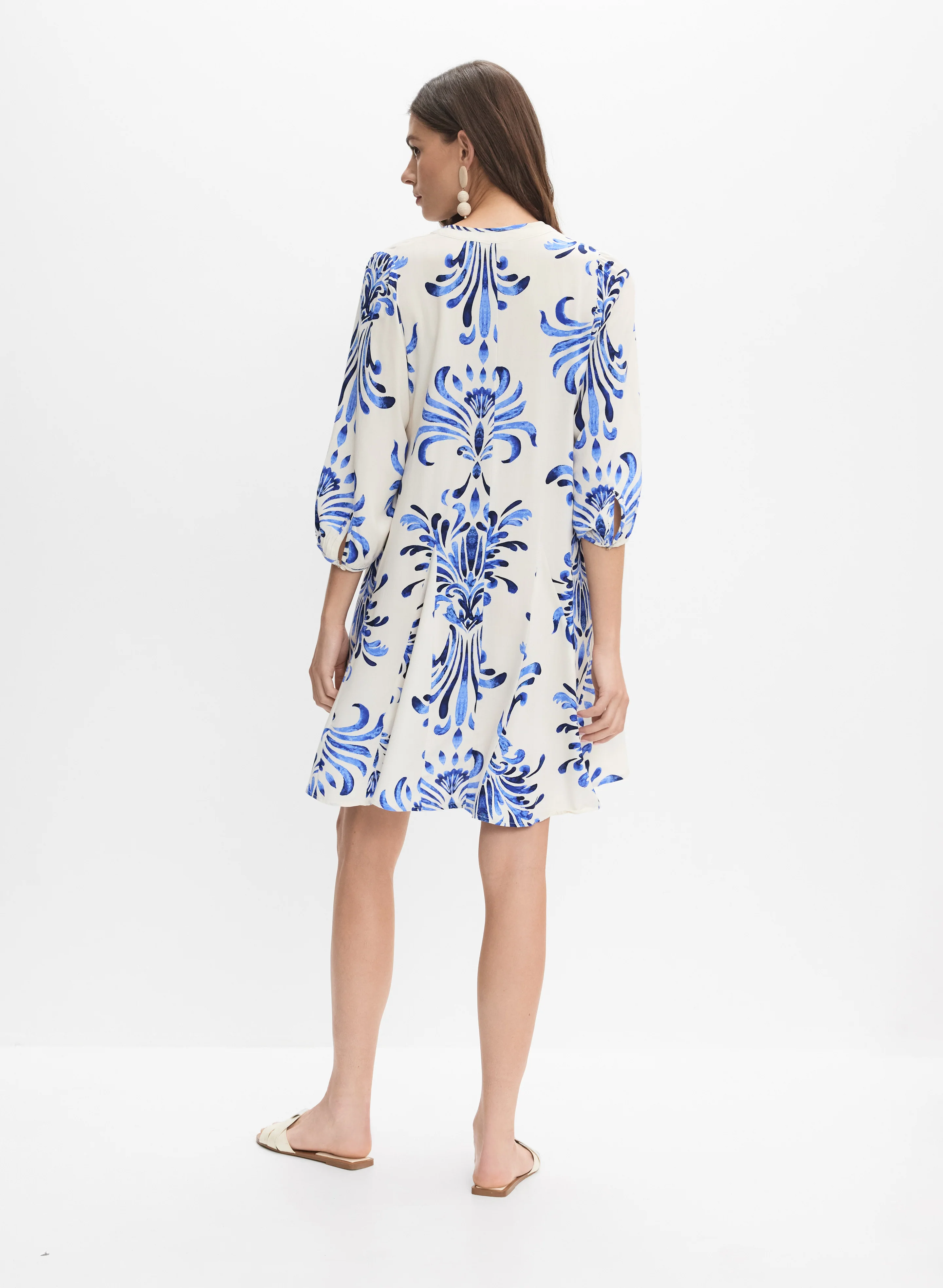 Printed Elbow Sleeve Dress - Image 4