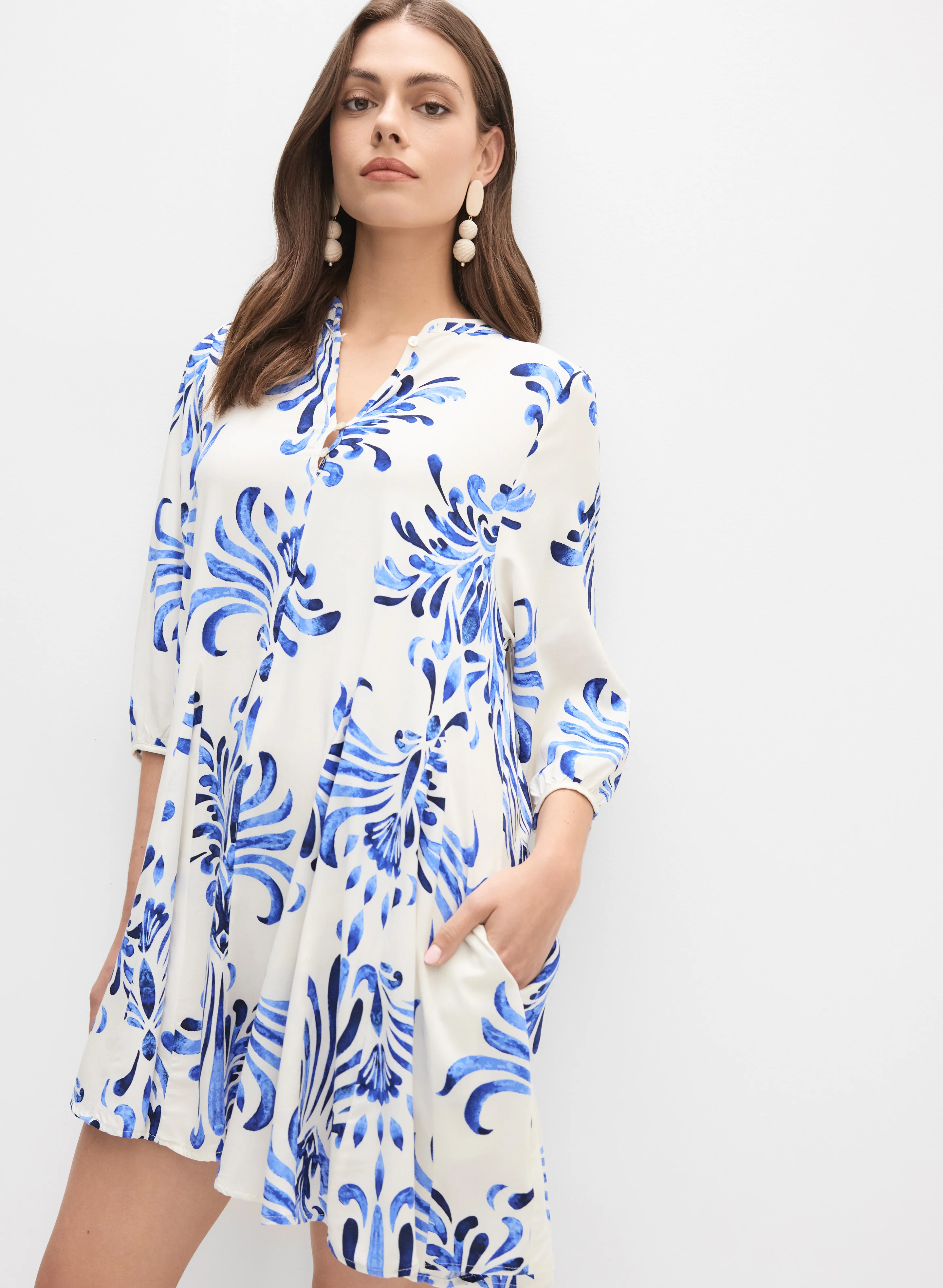 Printed Elbow Sleeve Dress - Image 5