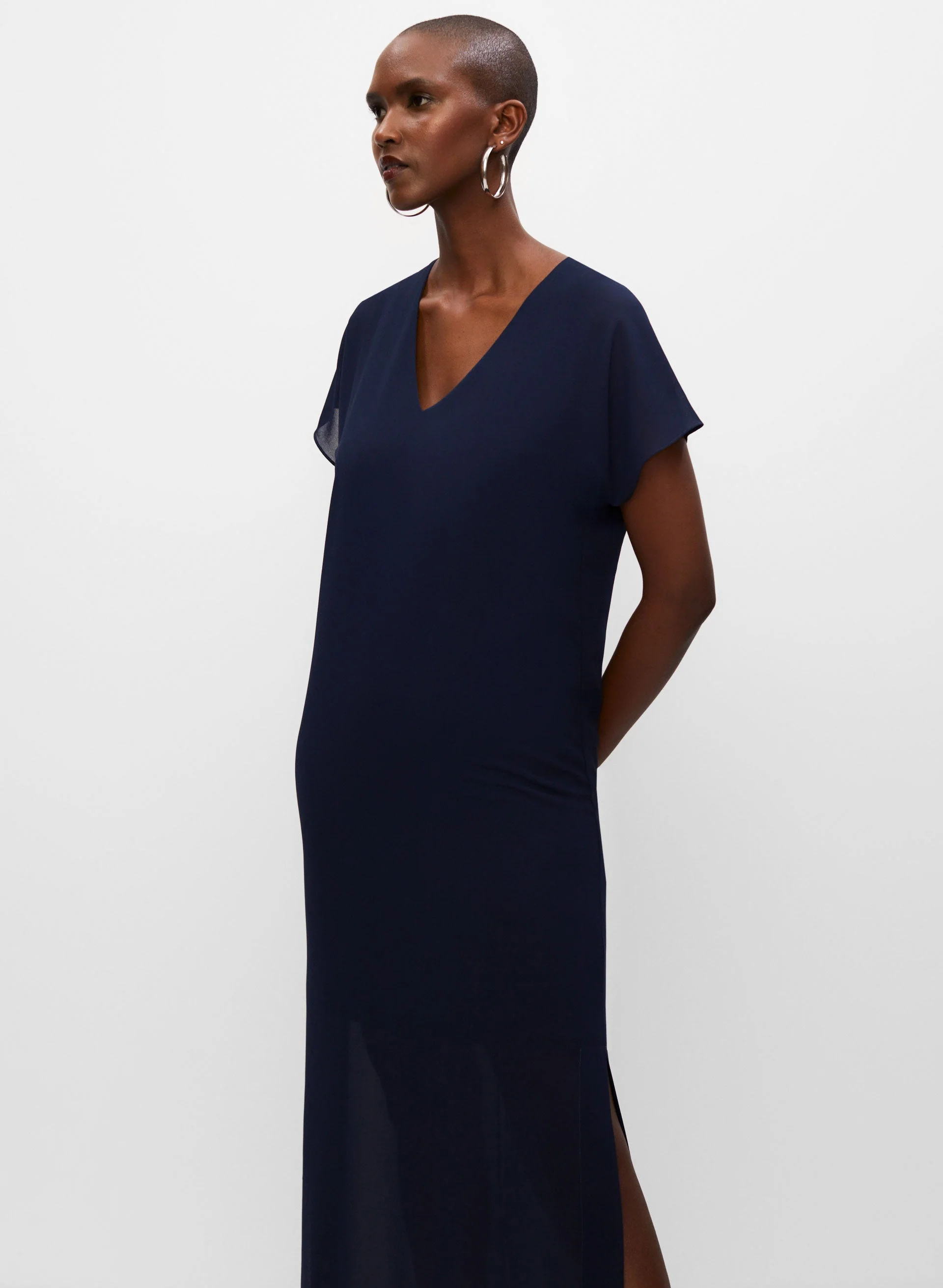 Long V-Neck Dress - Image 5