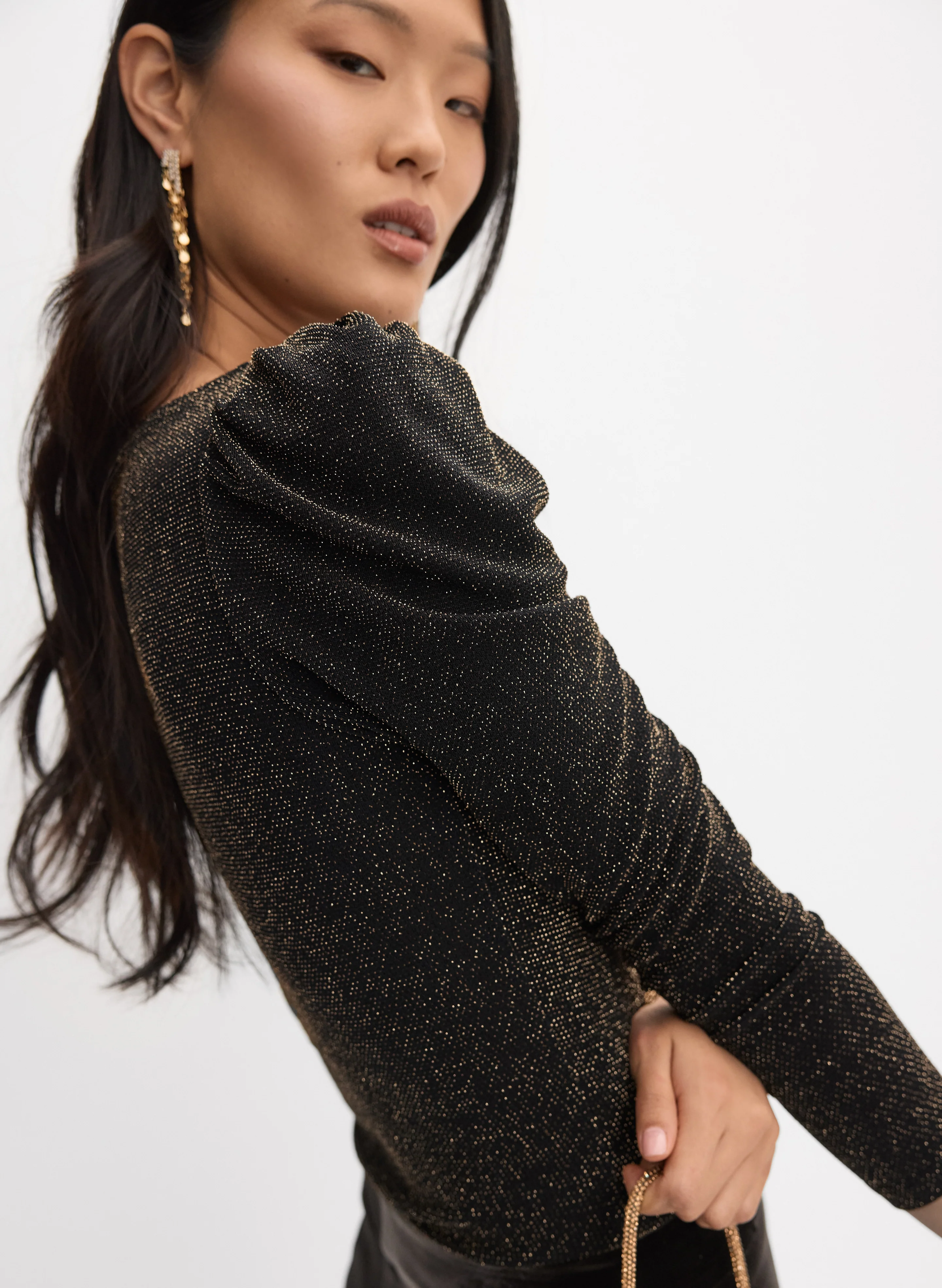 Lurex Puff Shoulder Top - Image 2