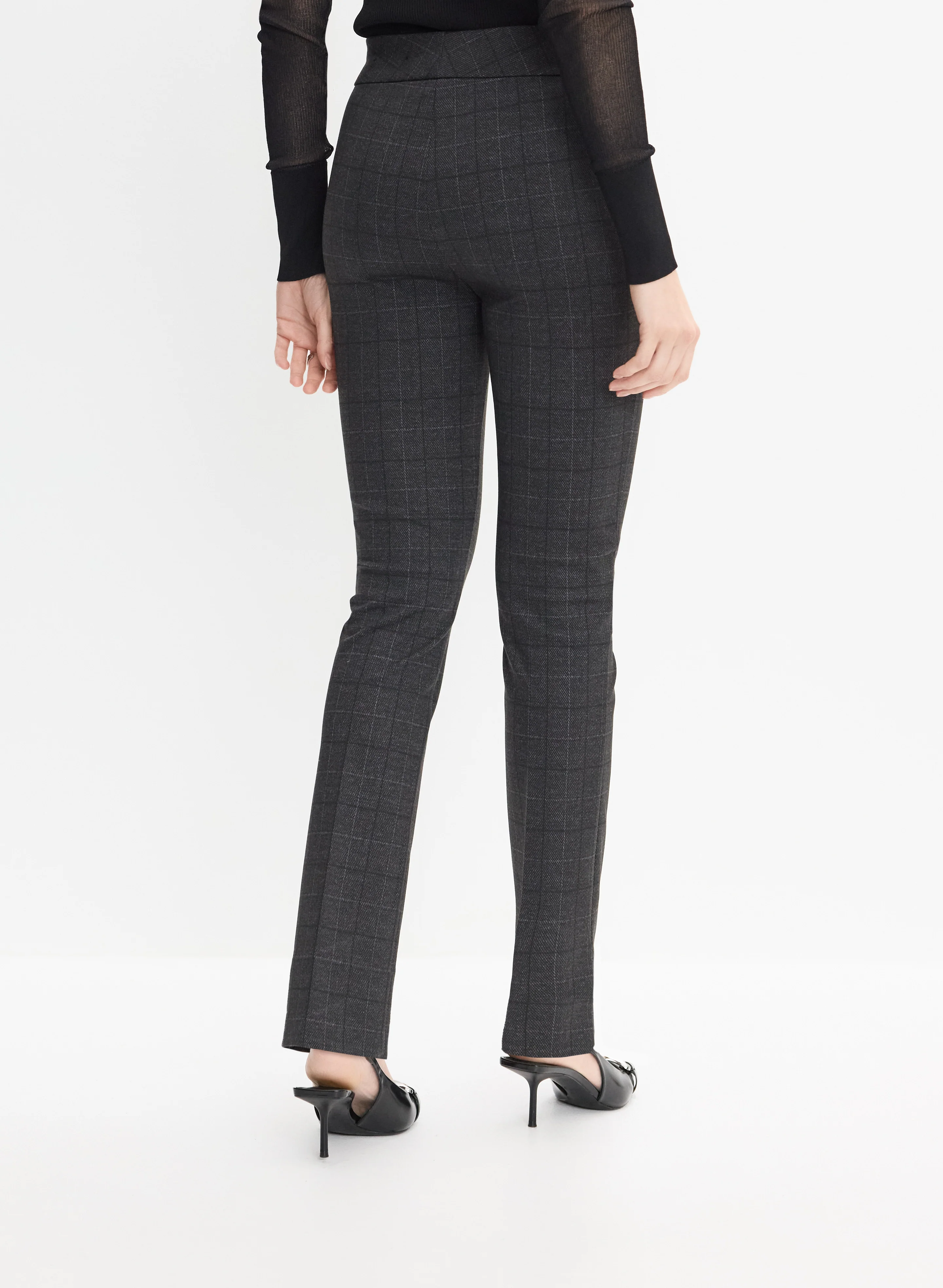 Madison Plaid Print Slim-Leg Pants - Image 2