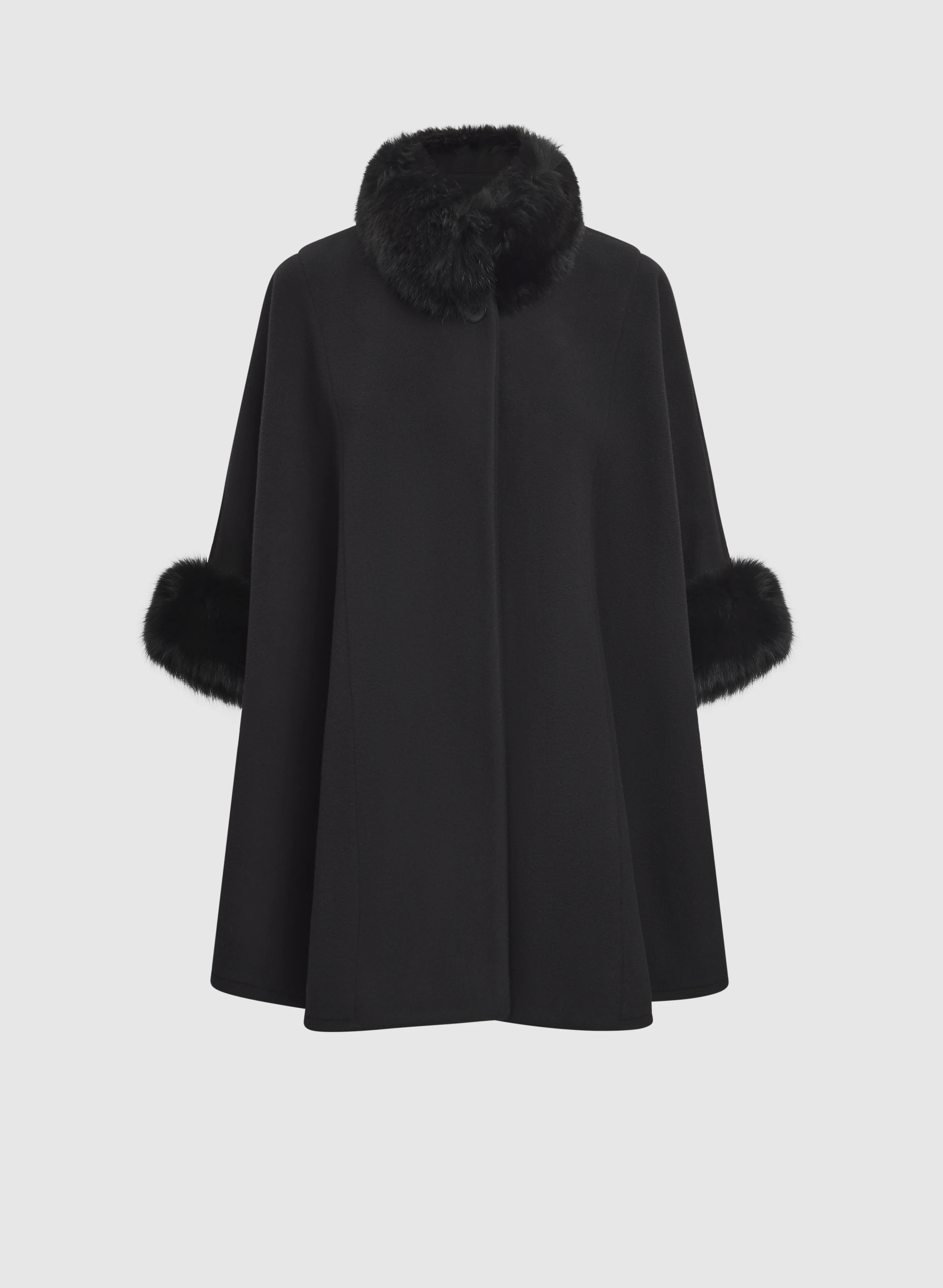 Mallia - Fur Trim Wool-Blend Cape - Image 6