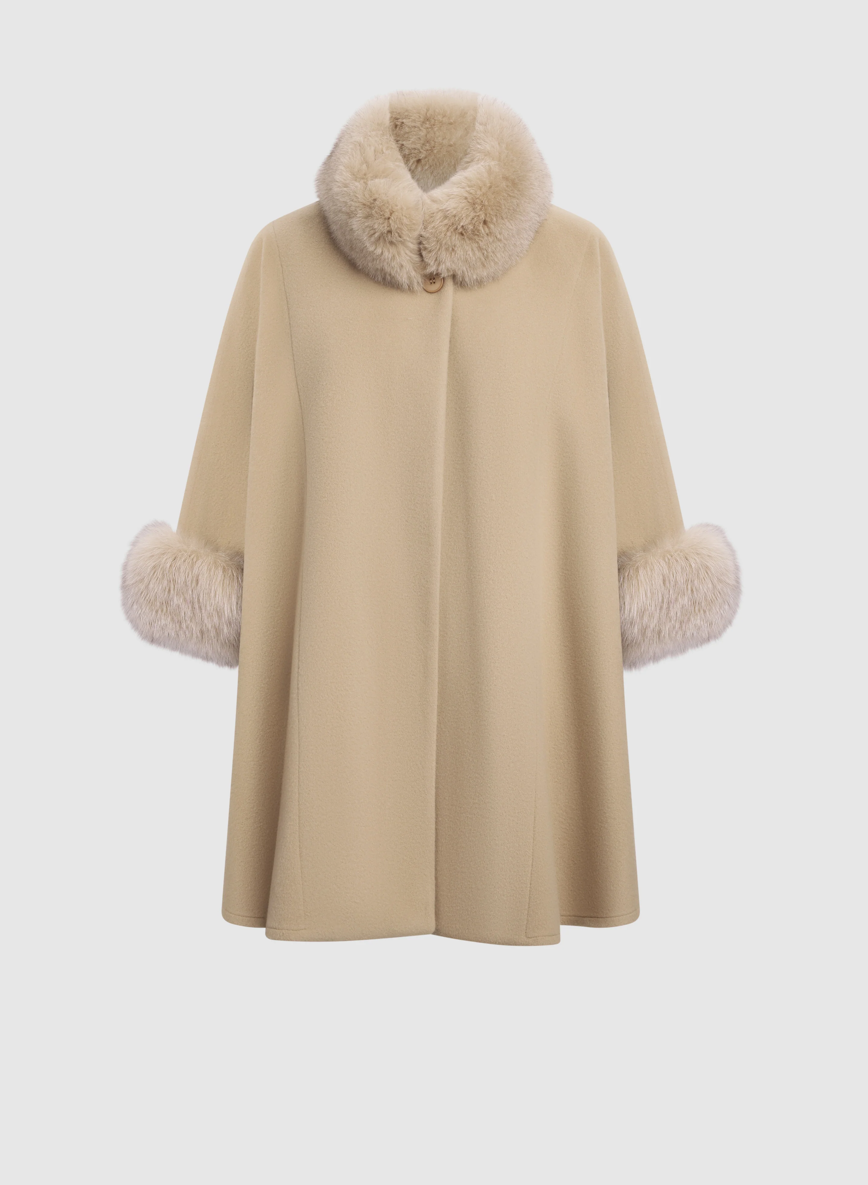 Mallia - Fur Trim Wool-Blend Cape - Image 6