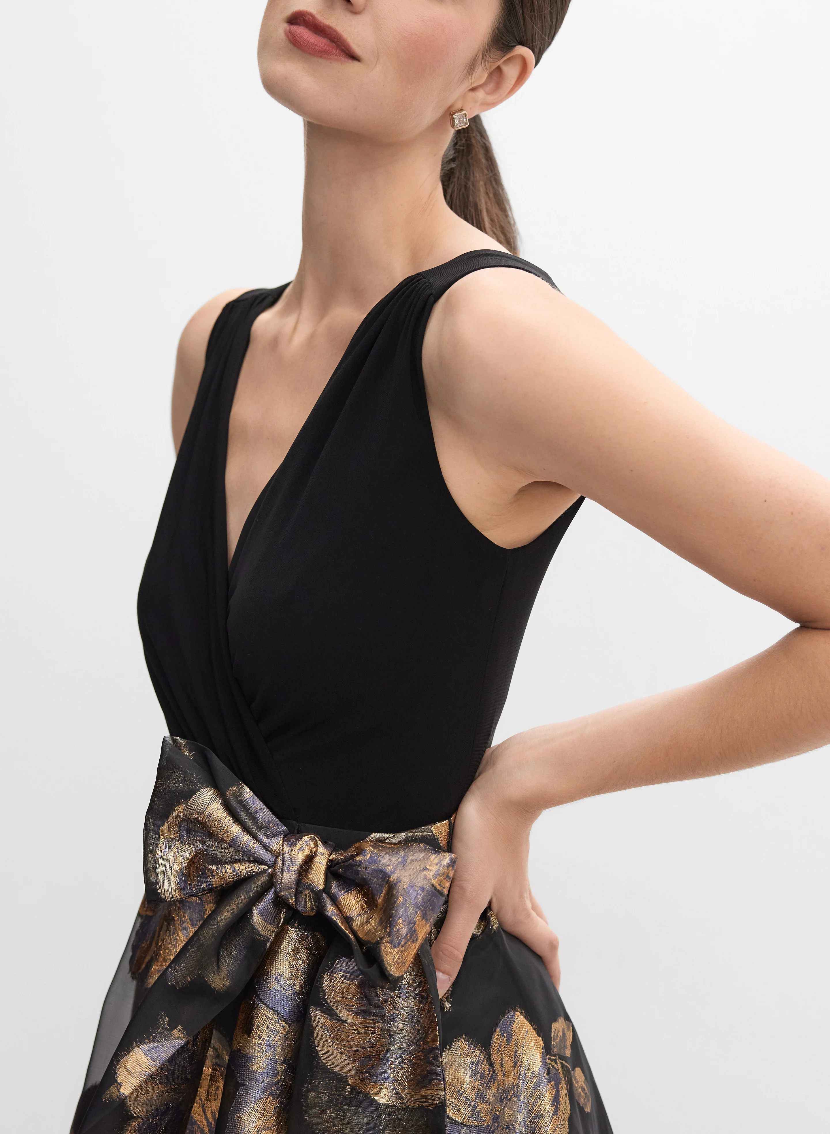 Metallic Floral Organza Dress - Image 2
