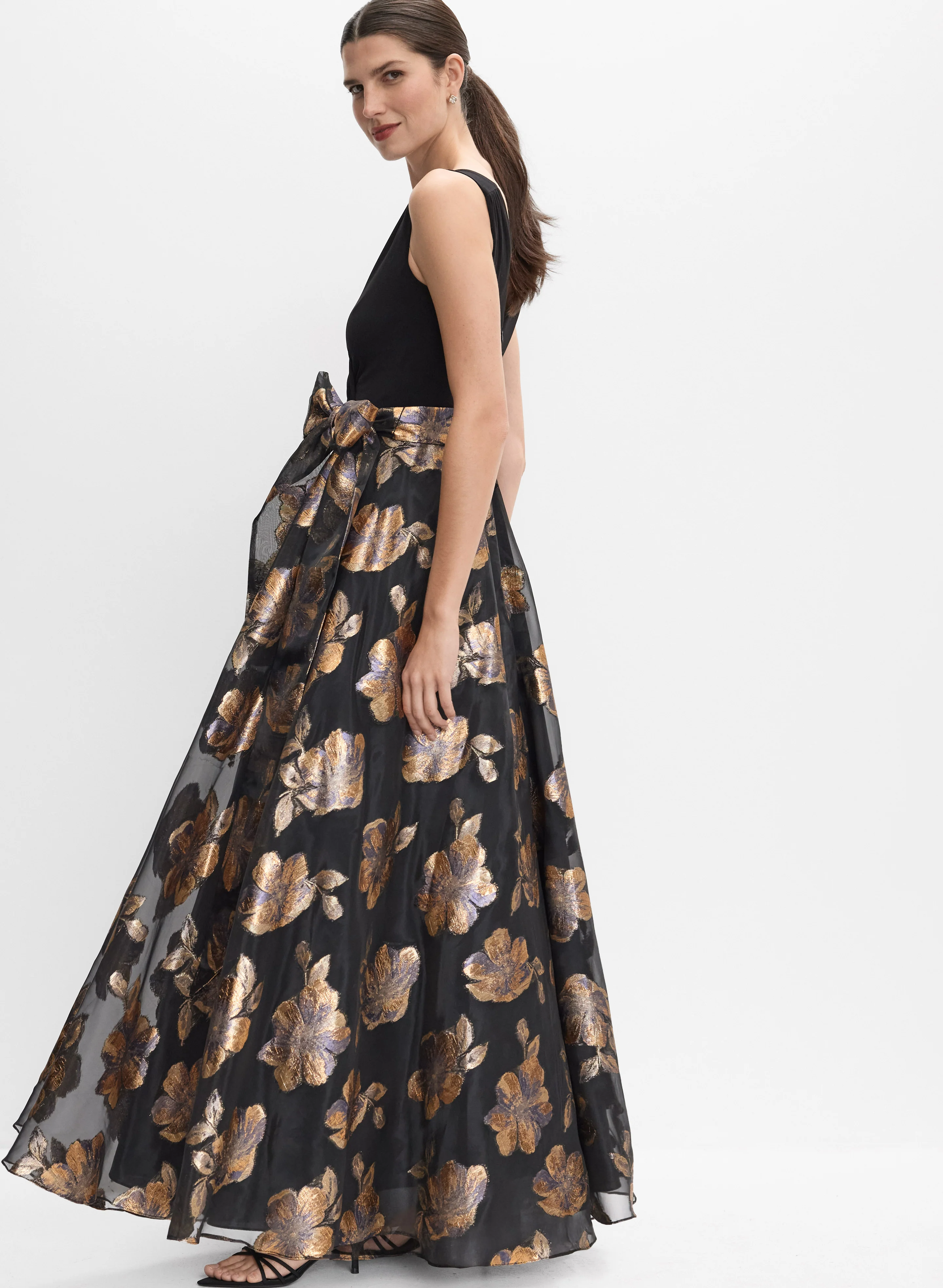 Metallic Floral Organza Dress - Image 3