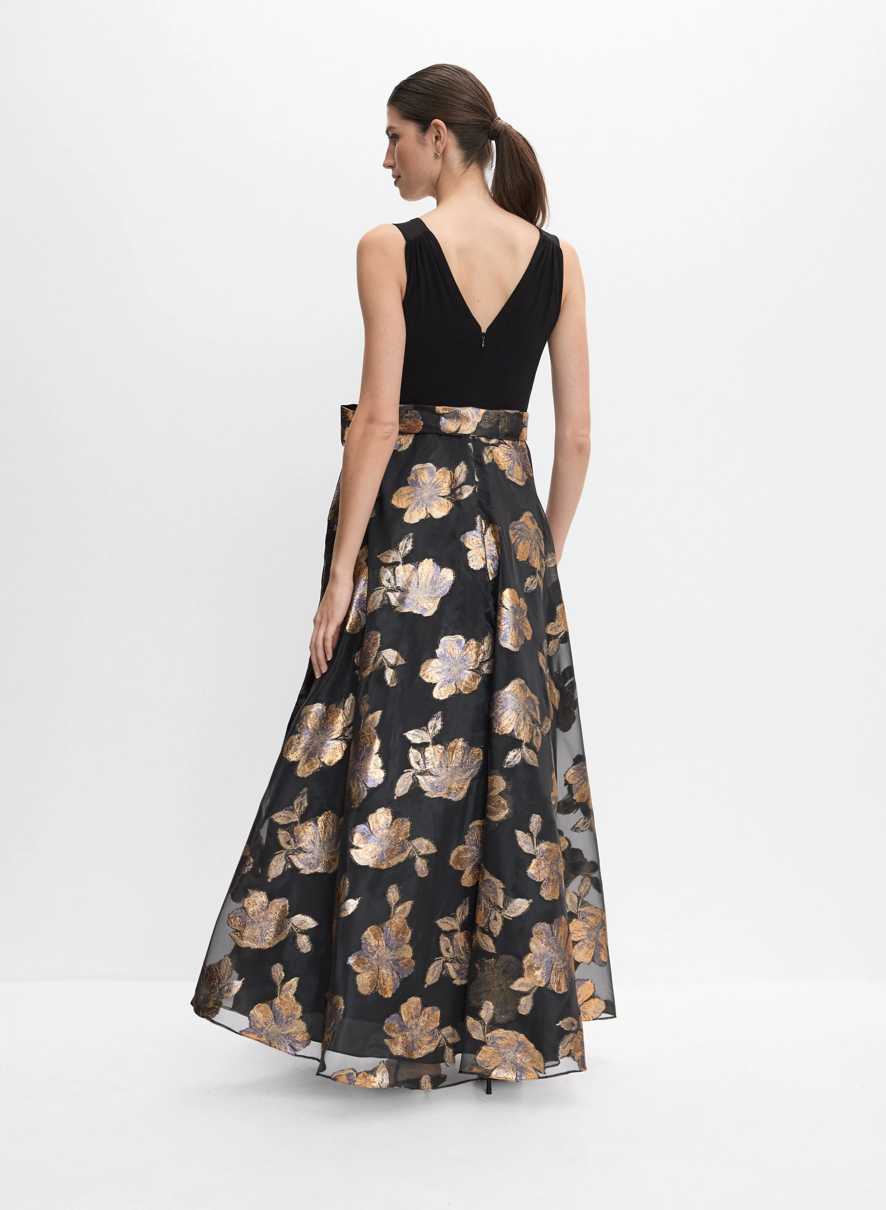Metallic Floral Organza Dress - Image 4