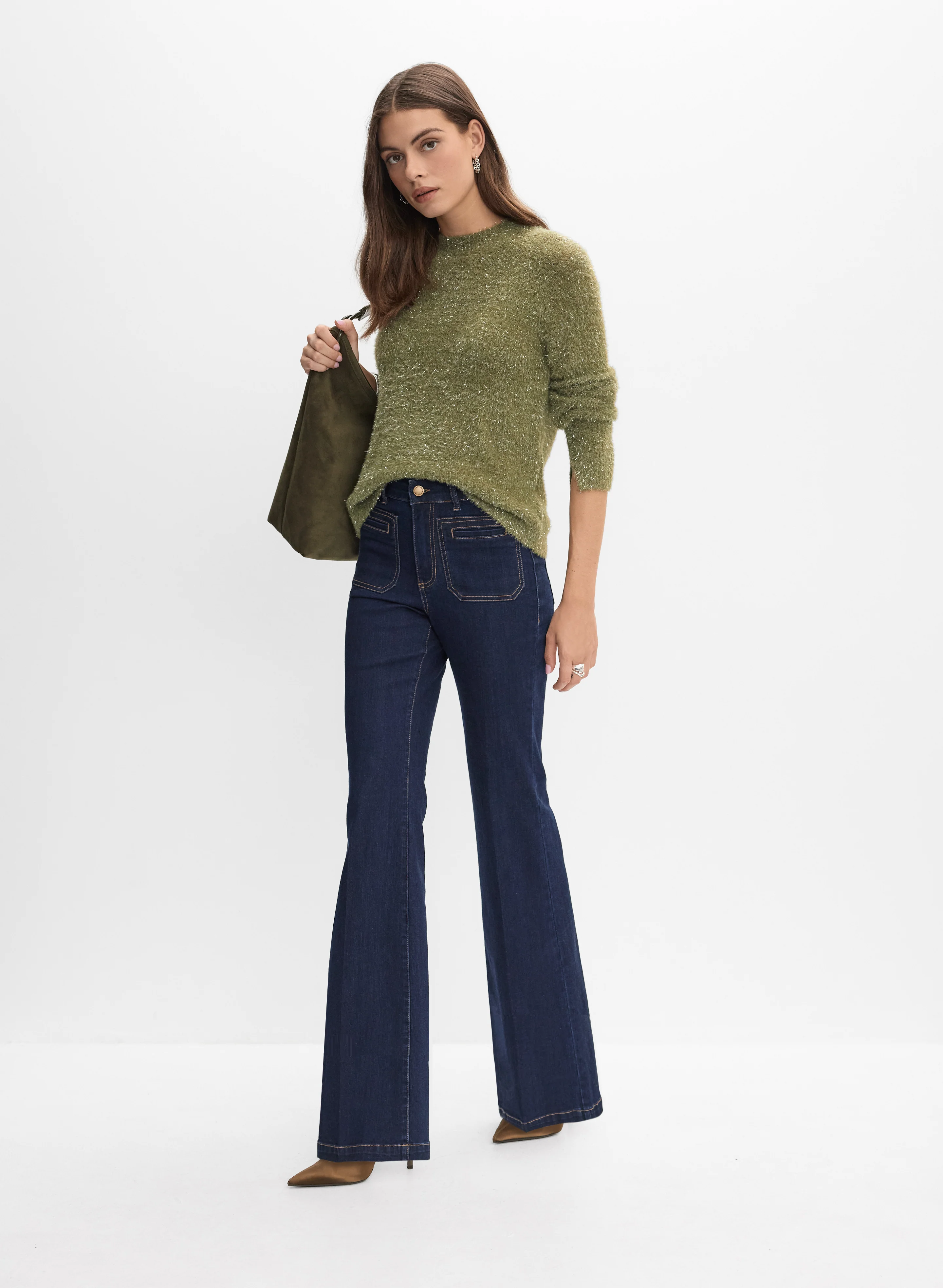 Metallic Fuzzy Knit Sweater - Image 3