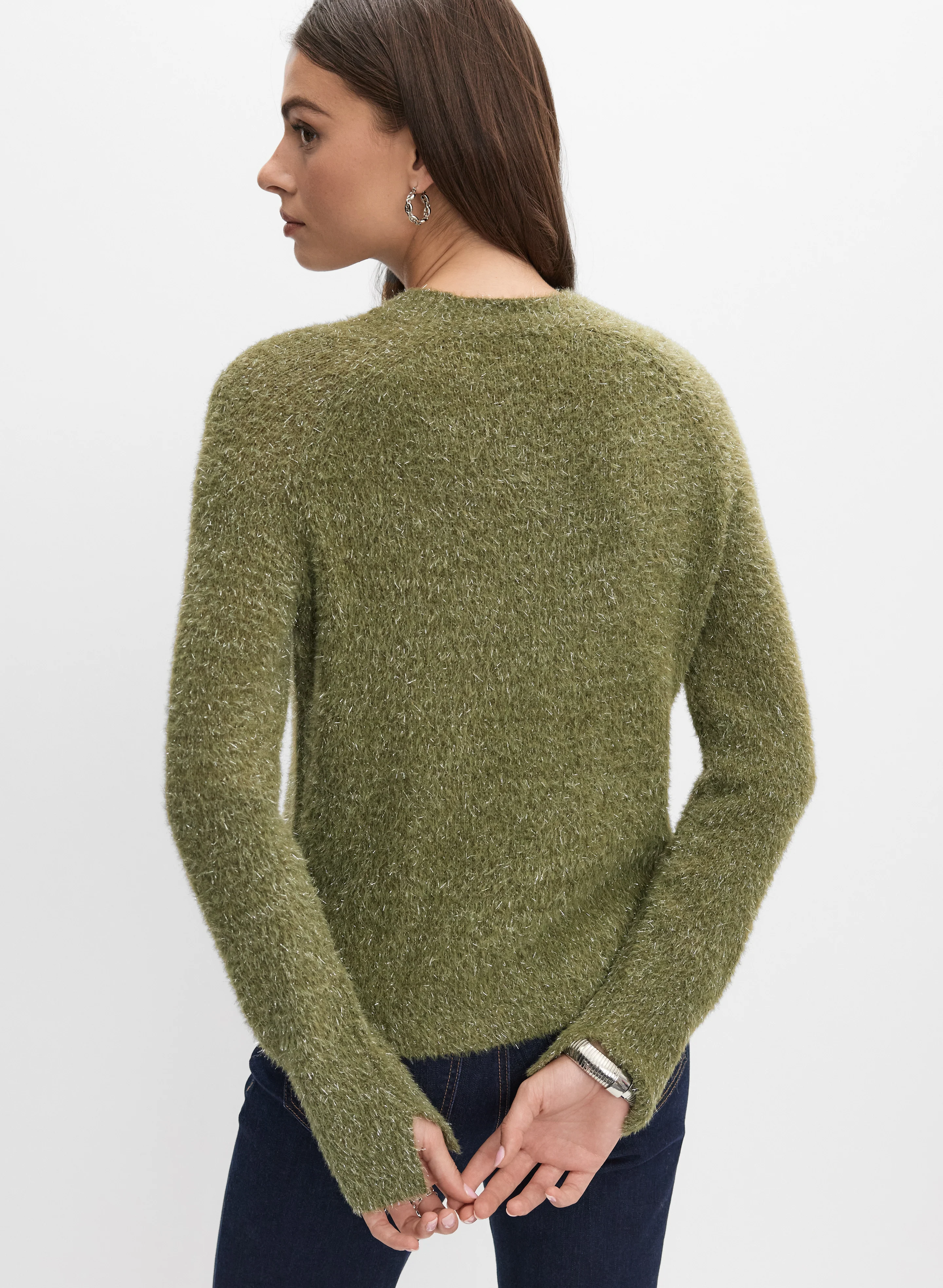 Metallic Fuzzy Knit Sweater - Image 4
