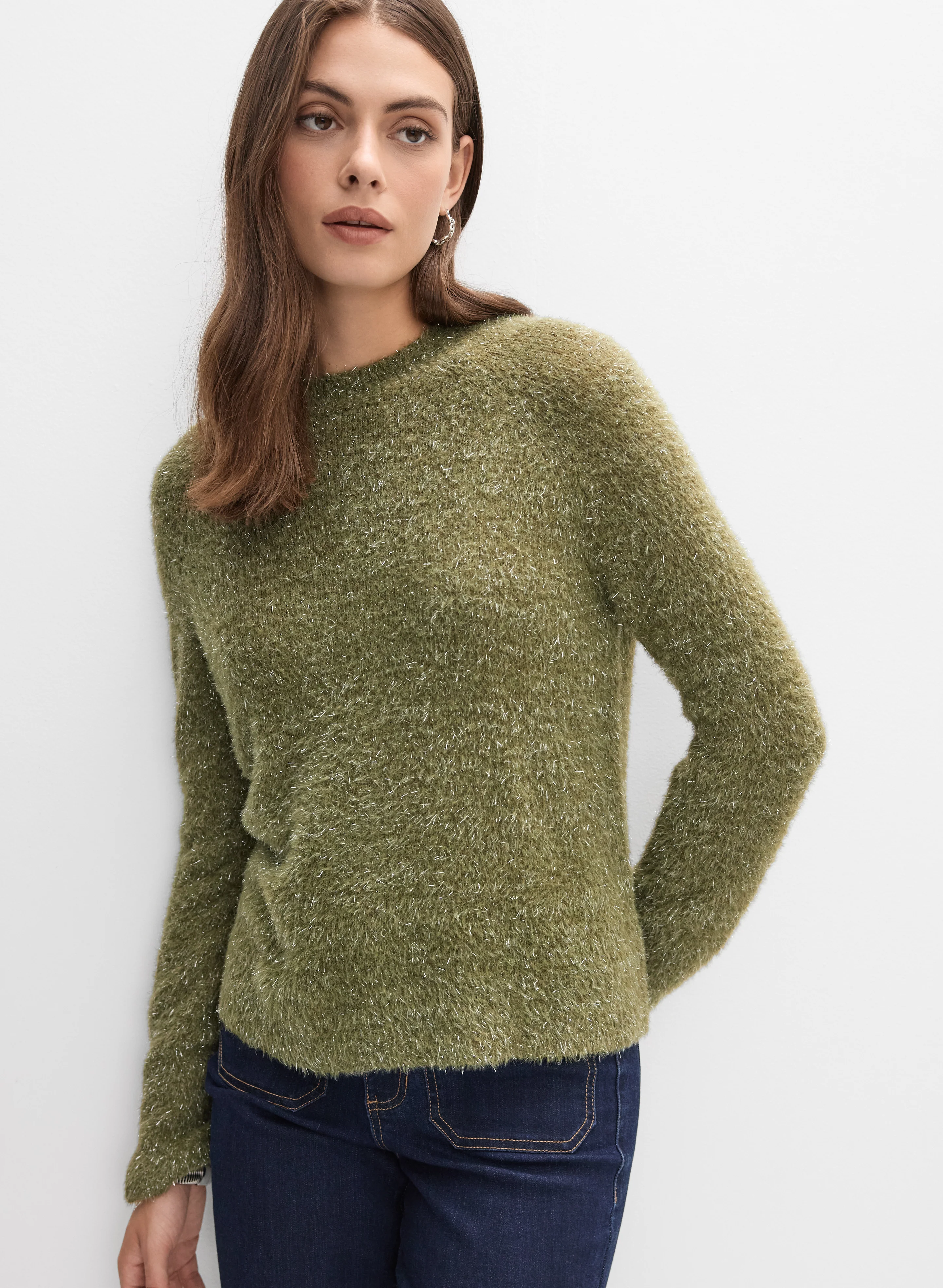 Metallic Fuzzy Knit Sweater - Image 5