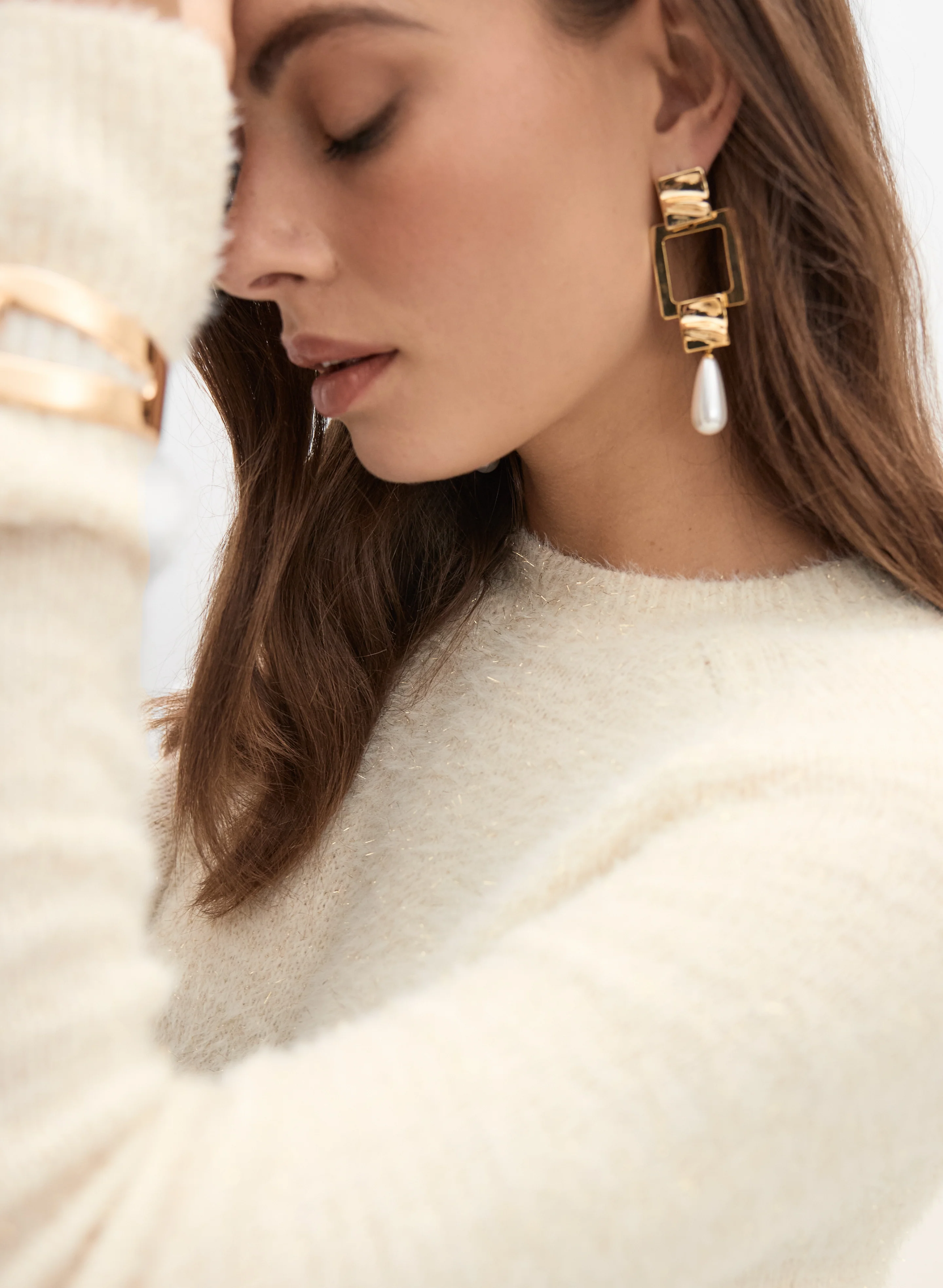 Metallic Fuzzy Knit Sweater - Image 2