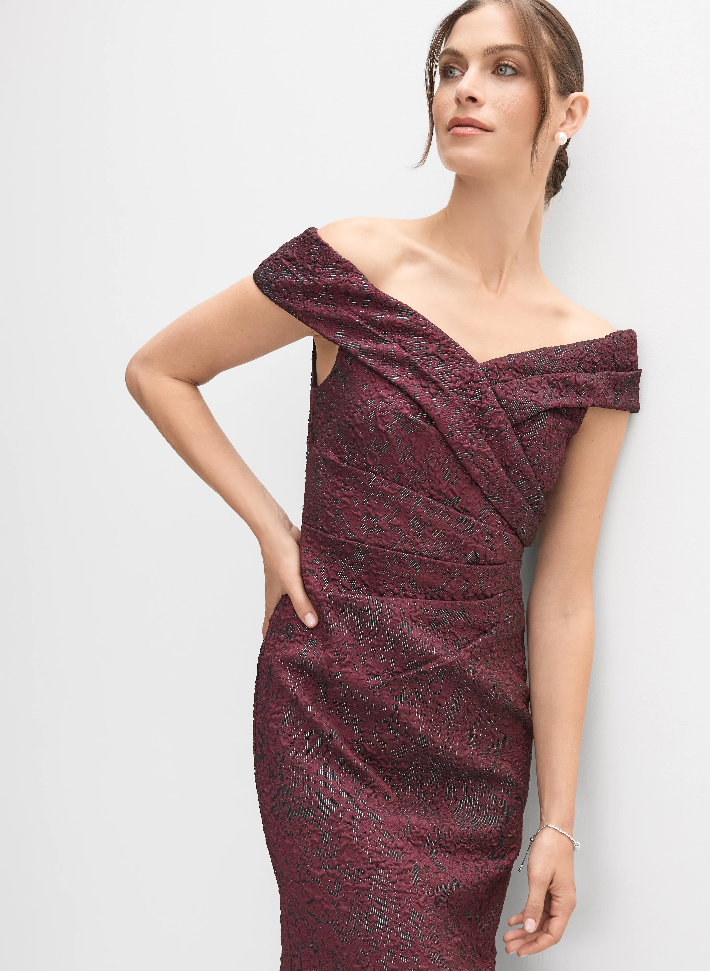 Adrianna Papell - Metallic Jacquard Dress - Image 4