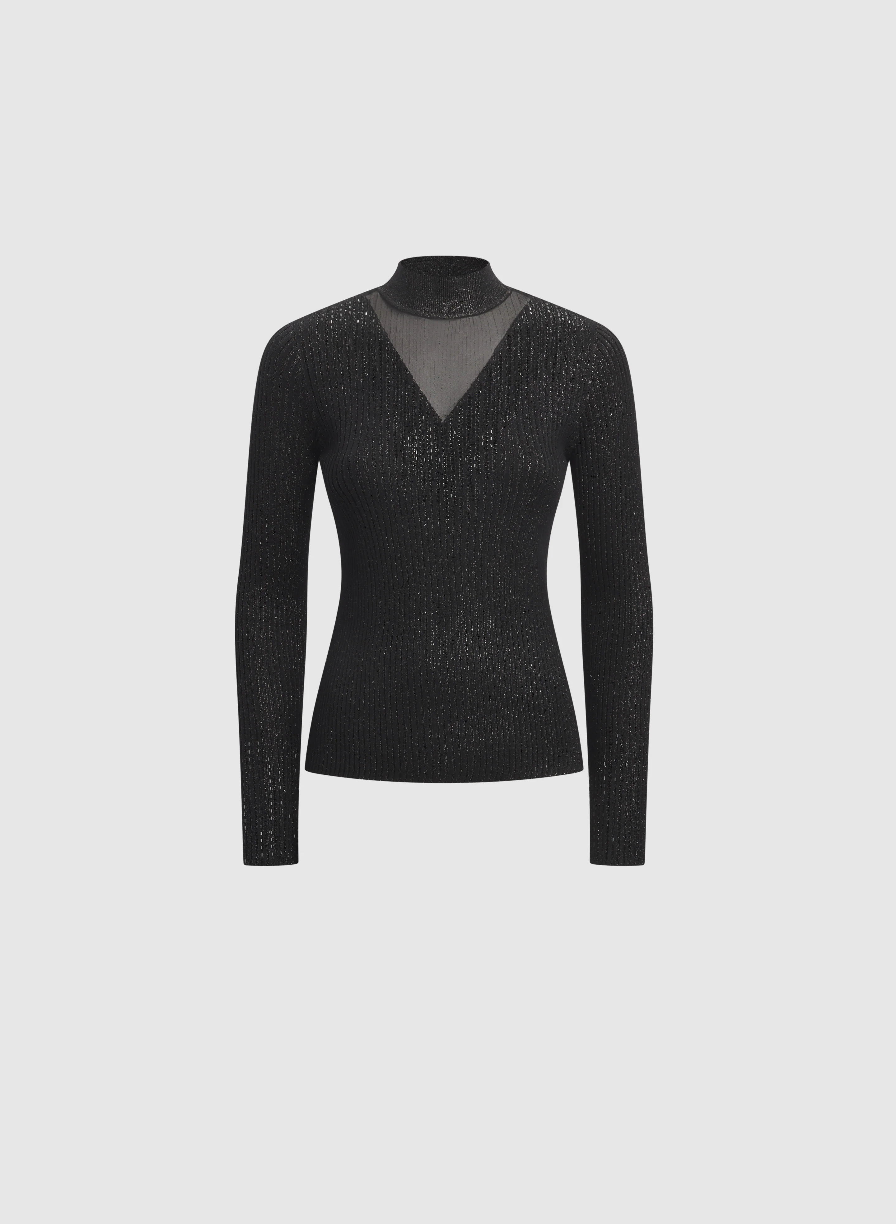 Metallic Sheer Yoke Sweater - Image 6