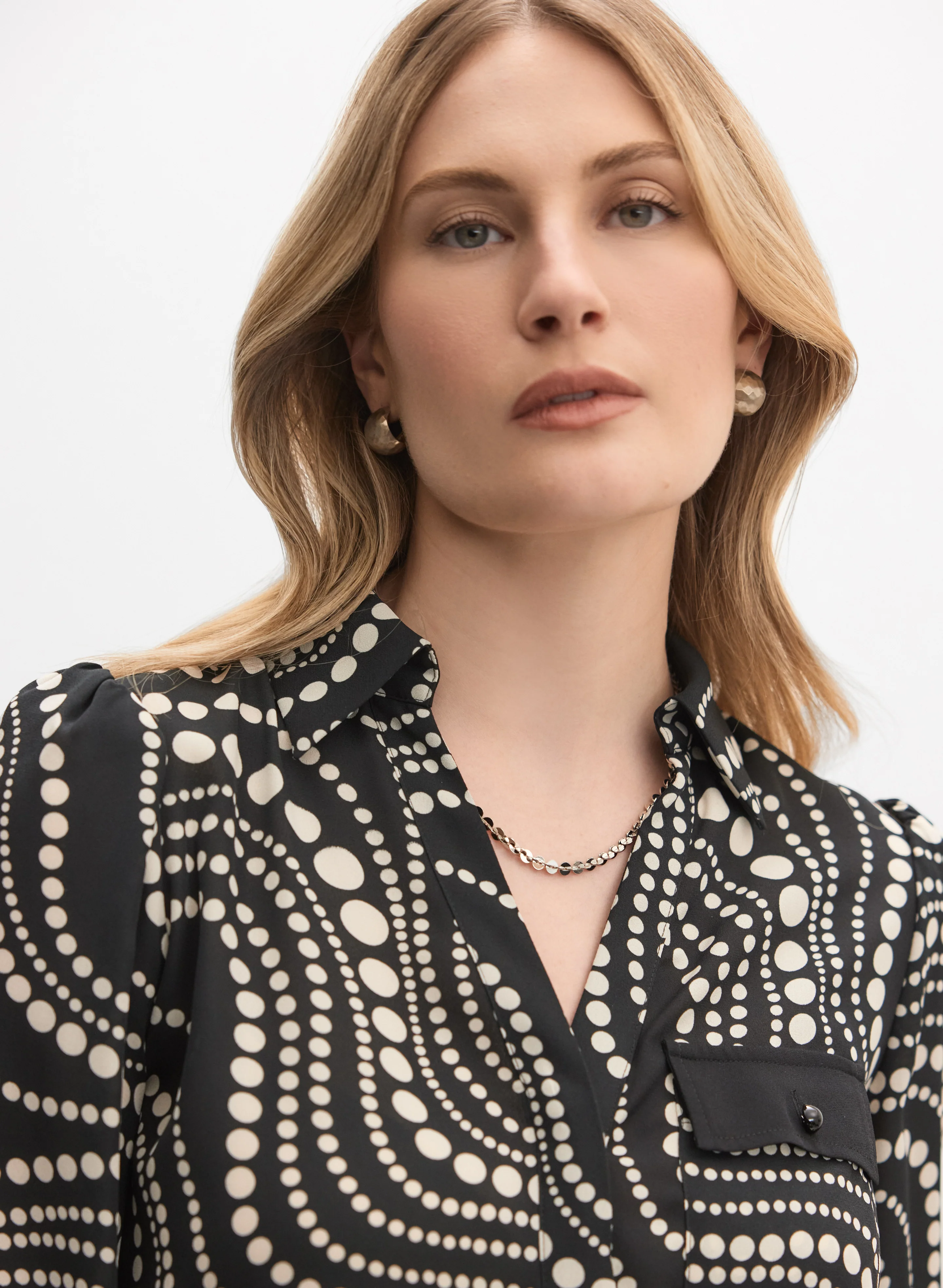 Mixed Dot Print Blouse - Image 2