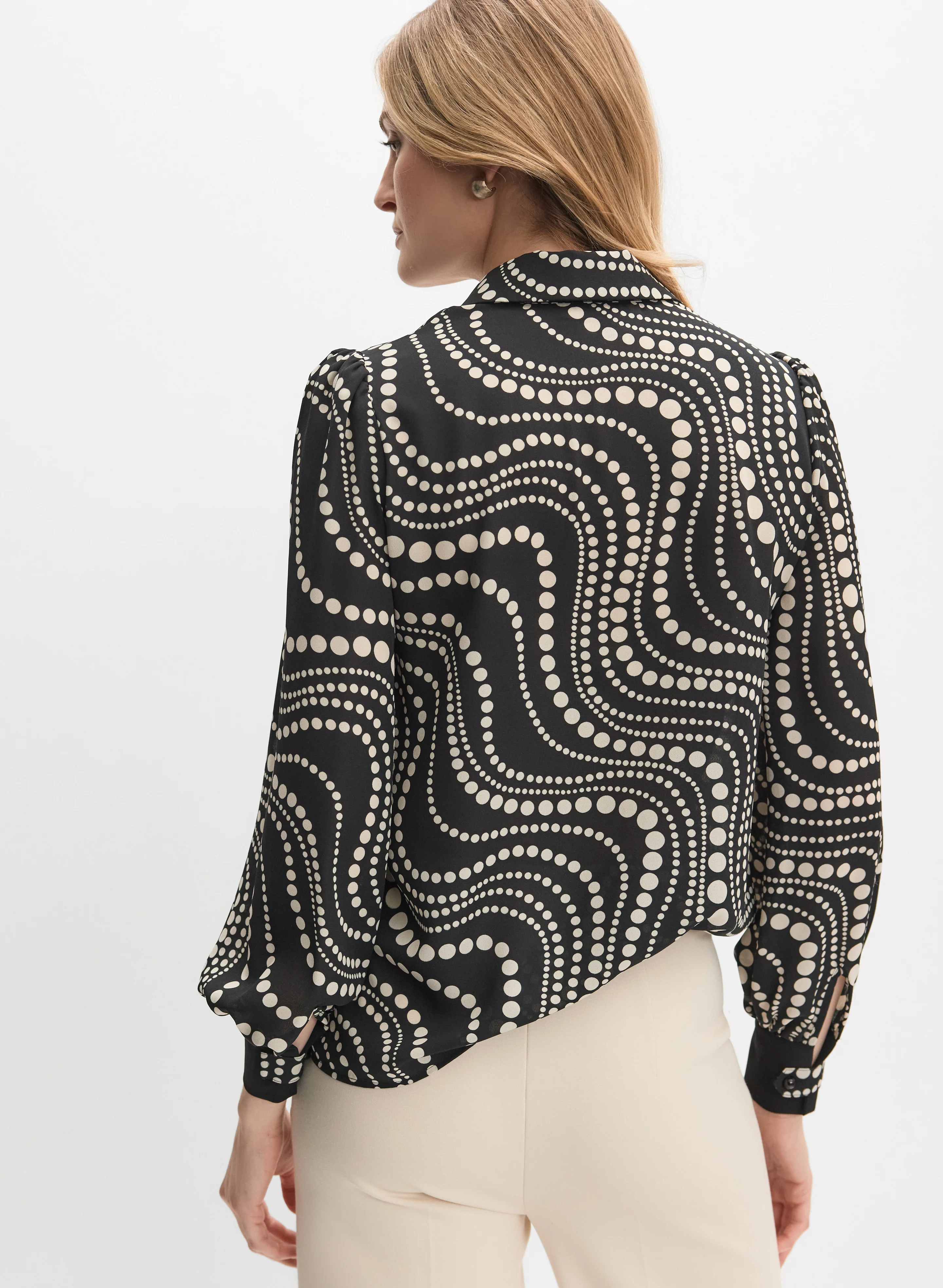 Mixed Dot Print Blouse - Image 4