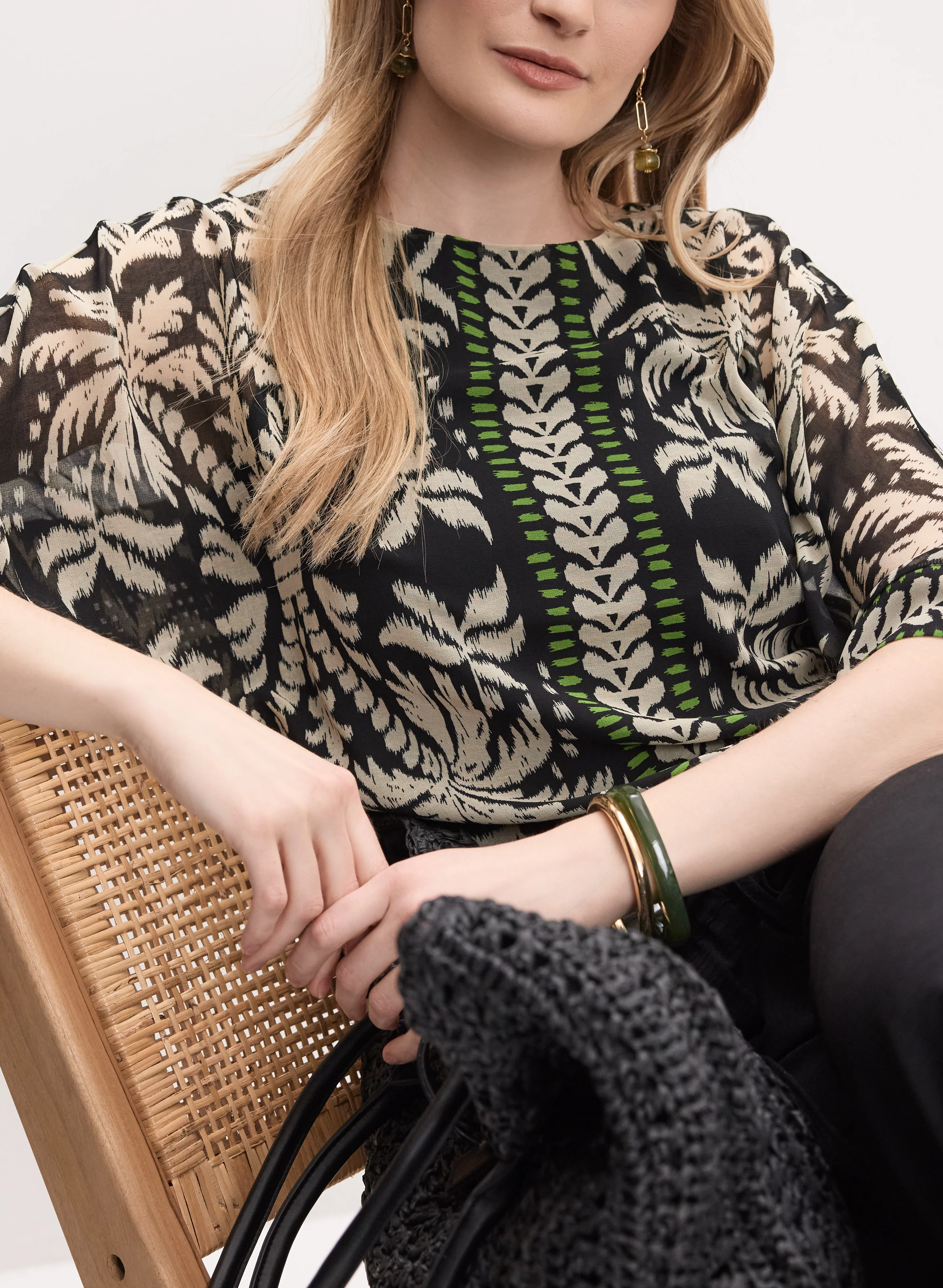 Mixed Tropical Print Blouse - Image 3