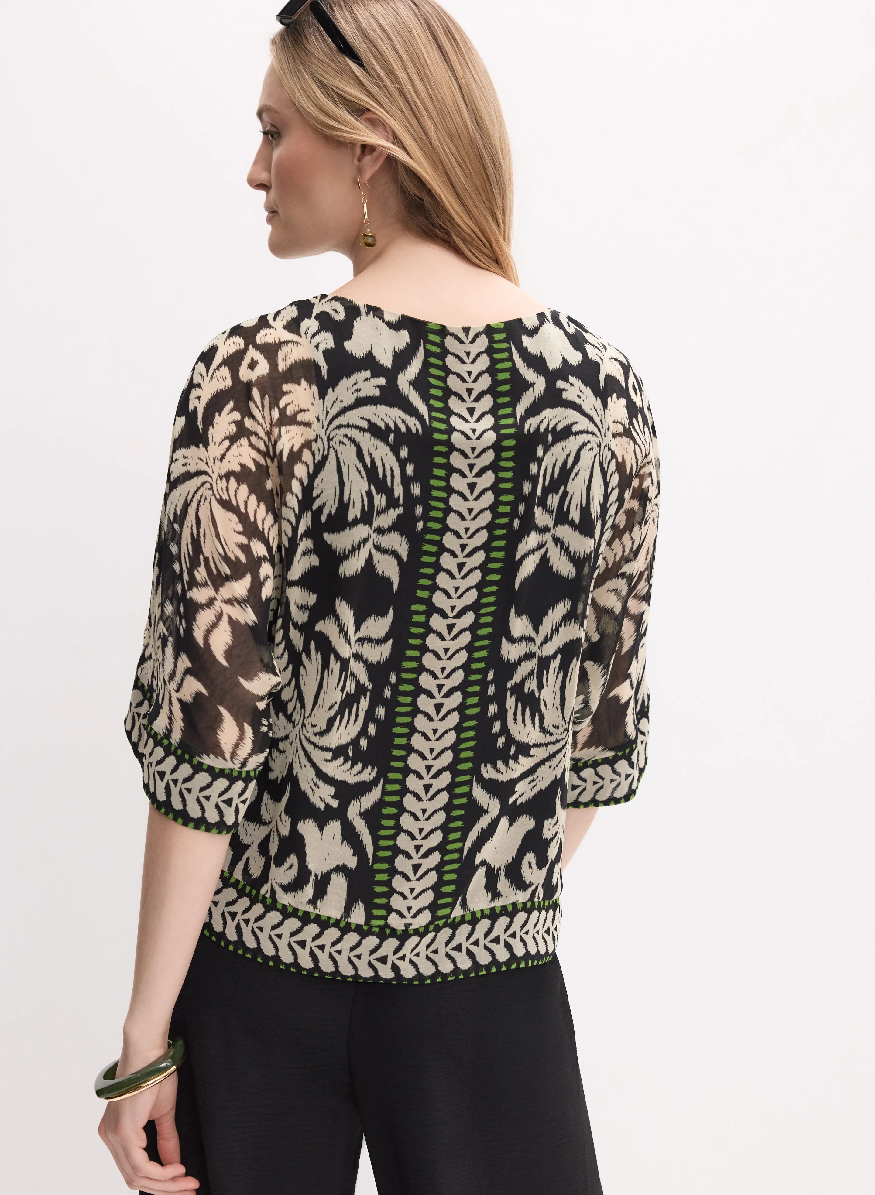 Mixed Tropical Print Blouse - Image 4
