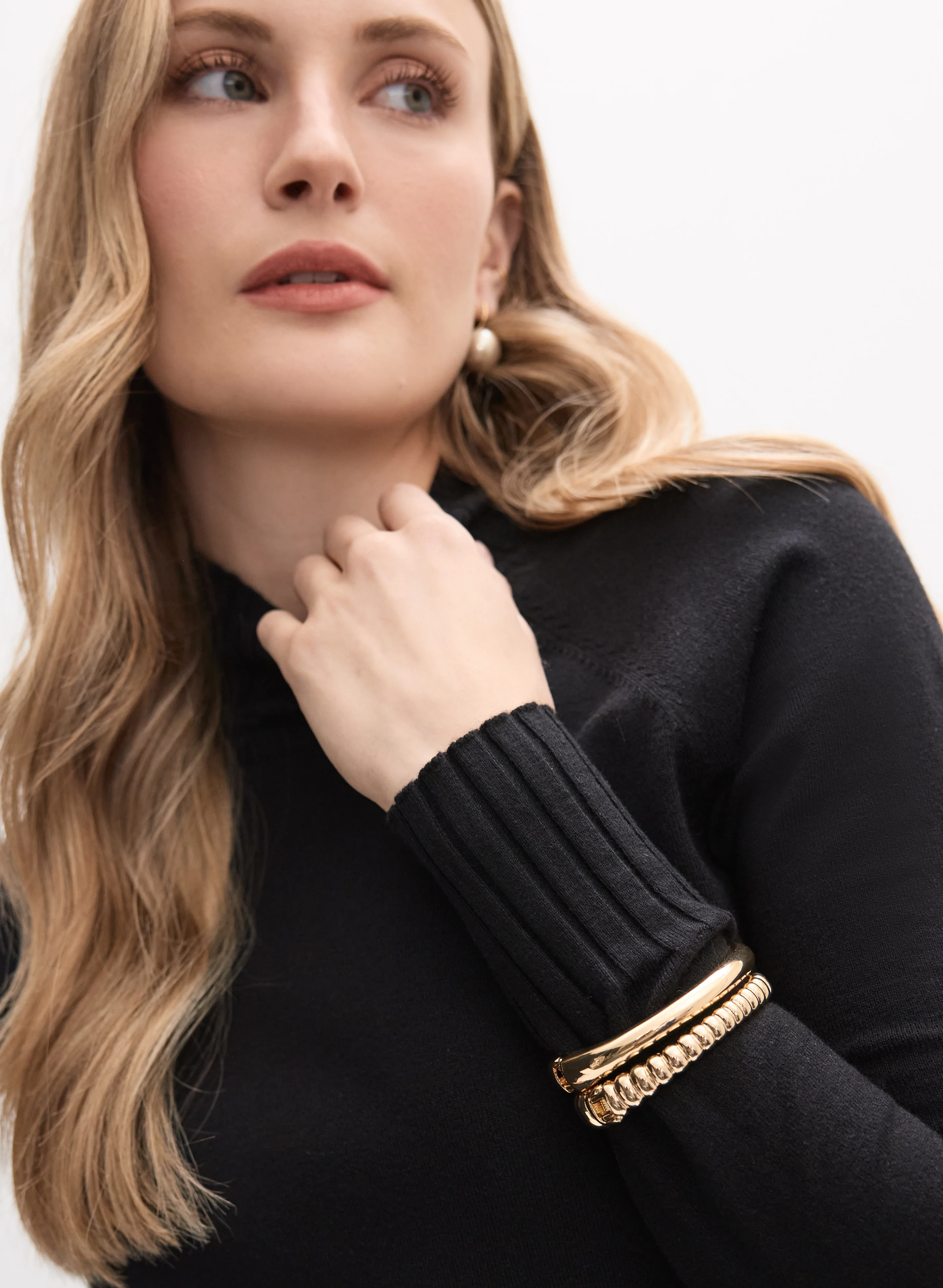 Mock Neck Rib Knit Sweater - Image 2