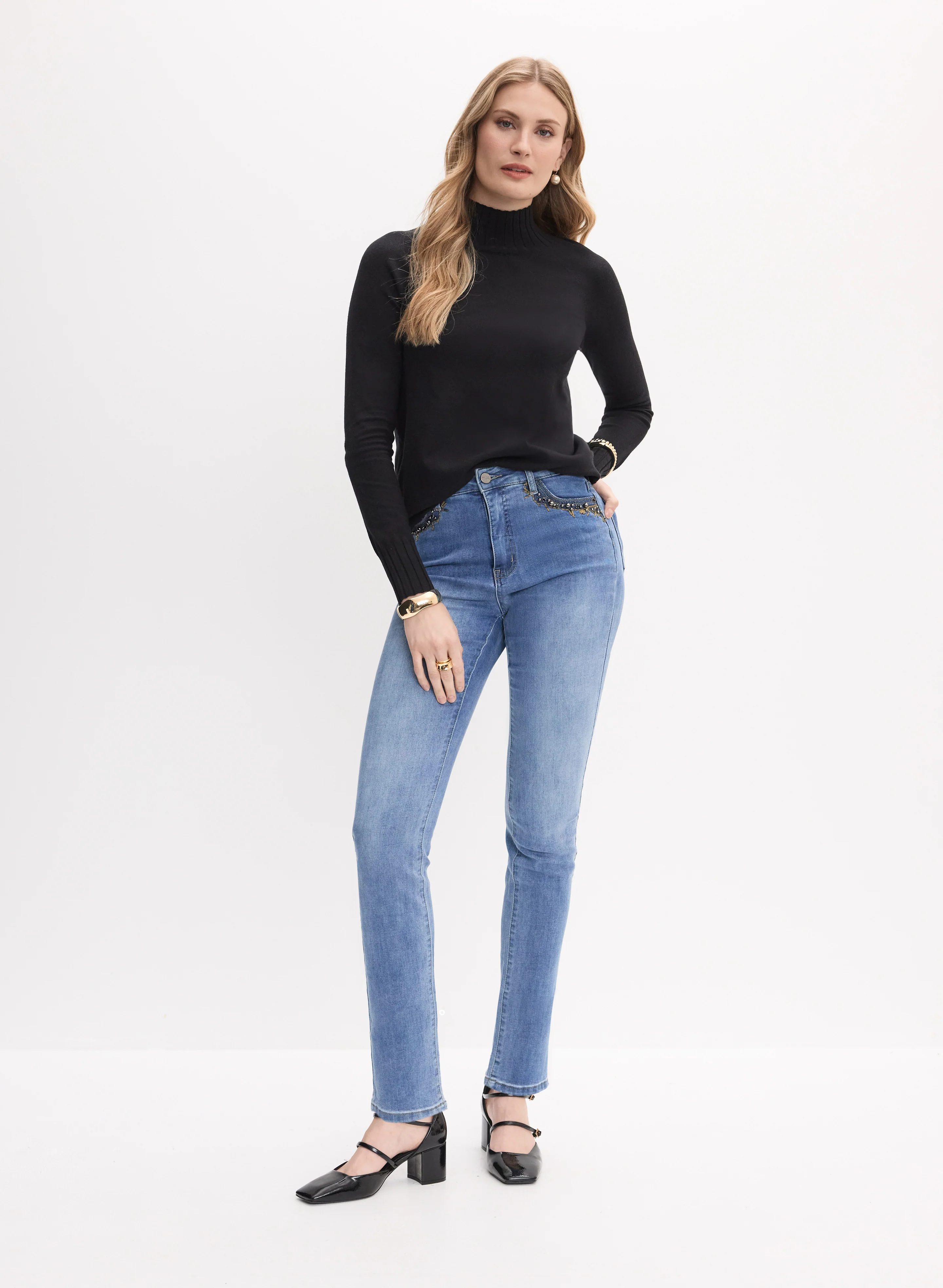 Mock Neck Rib Knit Sweater - Image 3