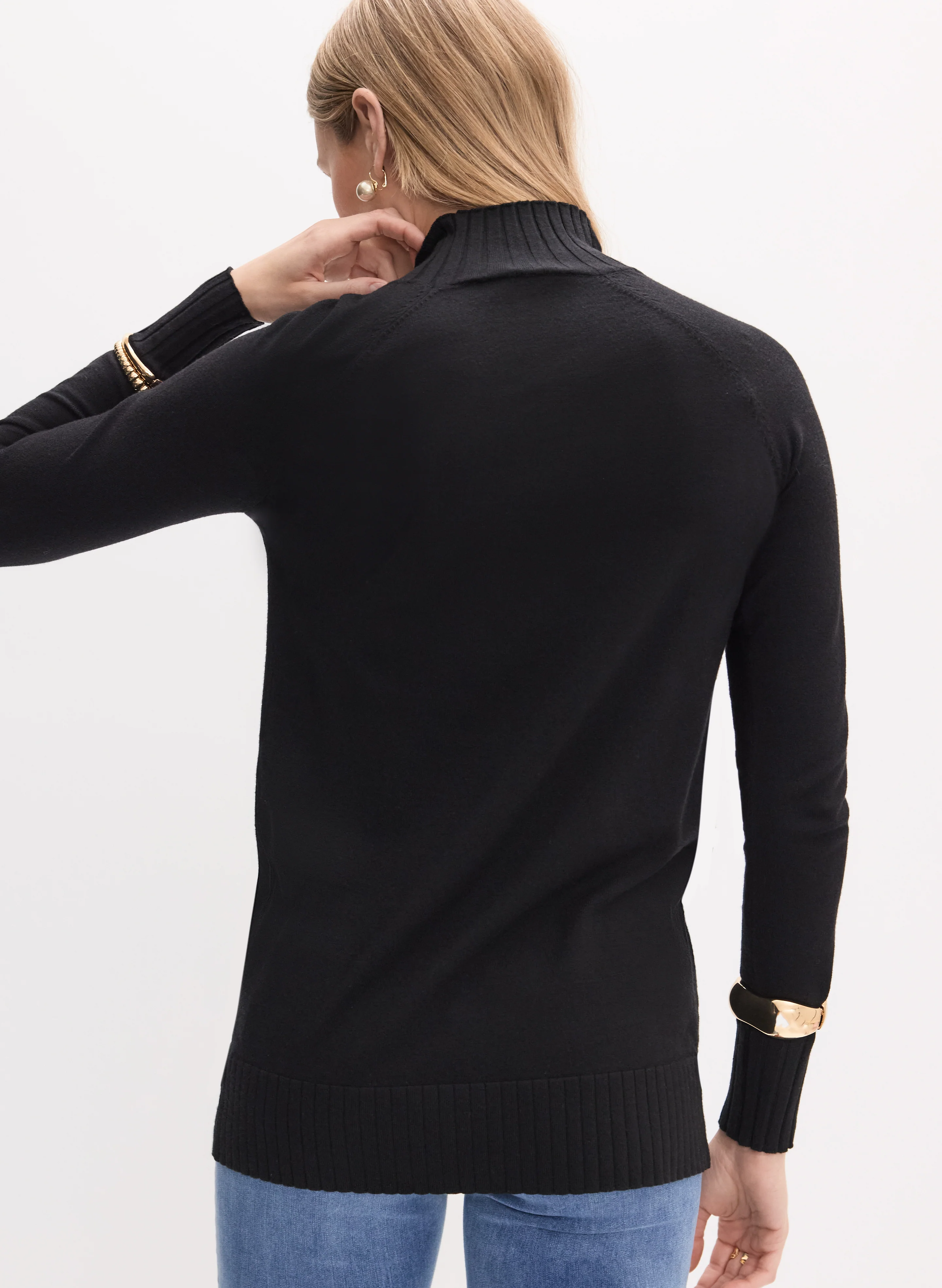 Mock Neck Rib Knit Sweater - Image 4