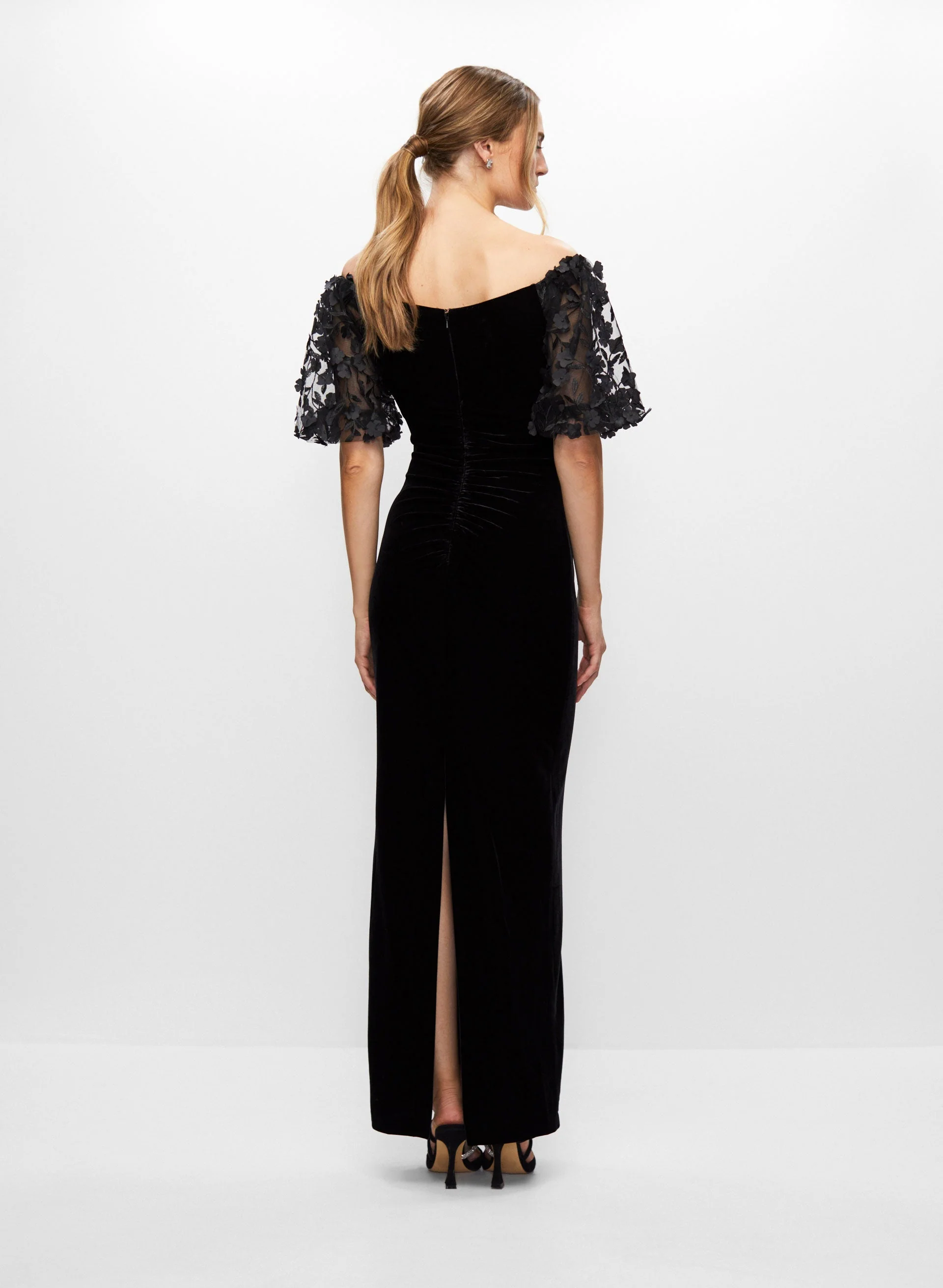 BA Nites - Velvet Floral Sleeve Dress - Image 4